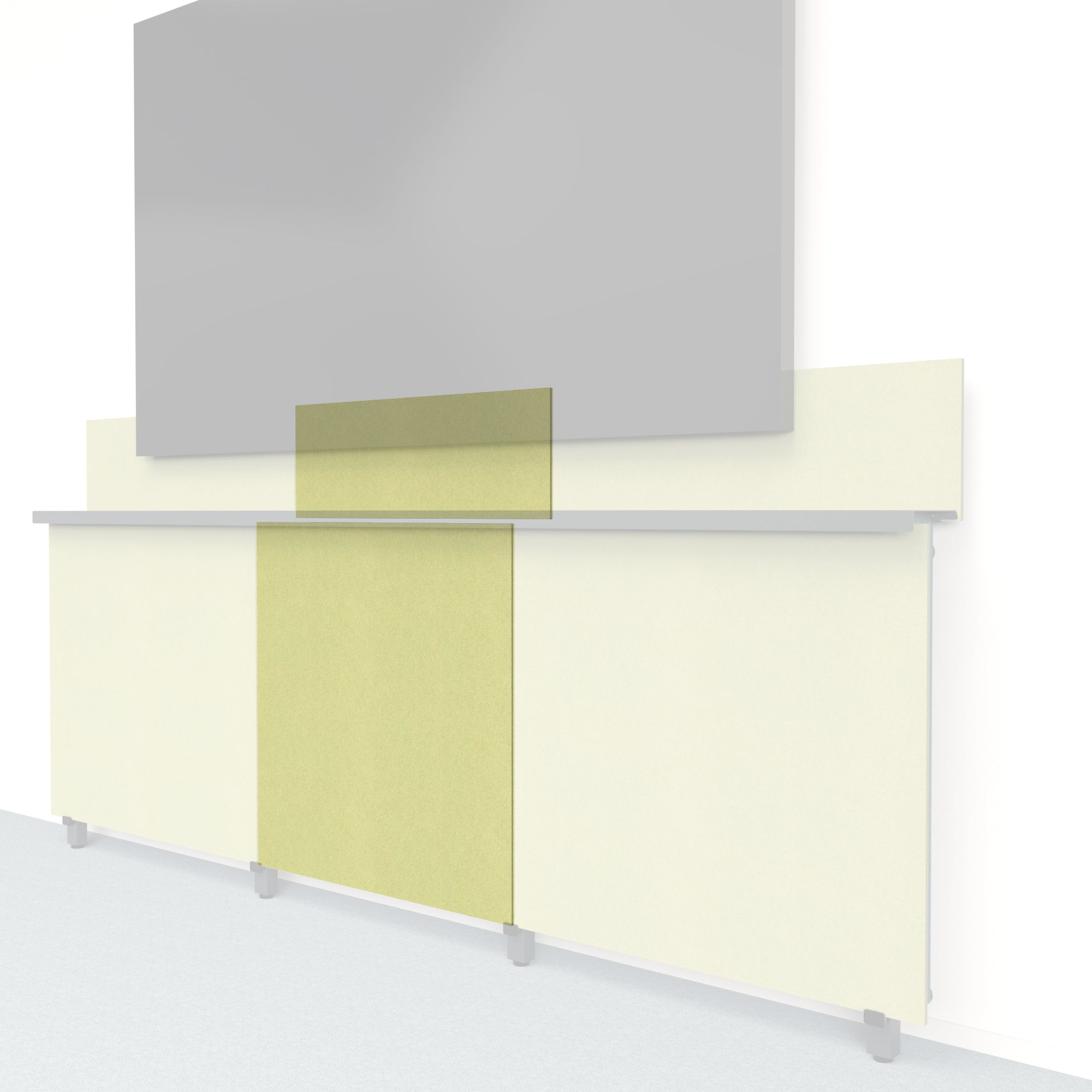 Heckler Framework Tall Inner Panel & Backsplash in Aloe Felt Right — modular aloe green PET felt AV wall panel for the Heckler Framework system.