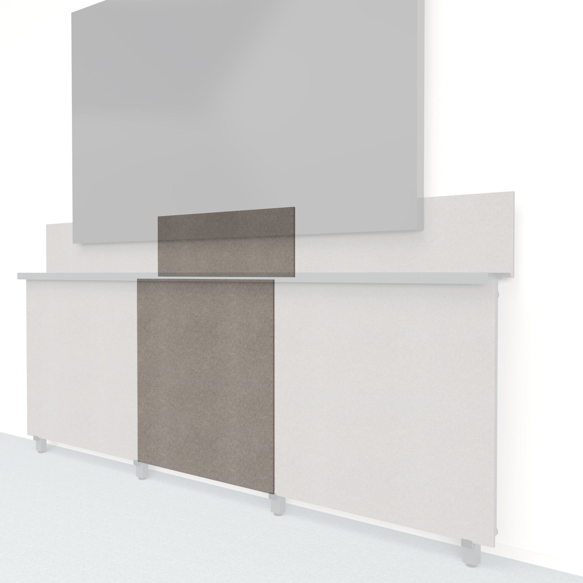 Heckler Framework Tall Inner Panel & Backsplash in Ash Felt Right — modular ash gray PET felt AV wall panel for the Heckler Framework system.