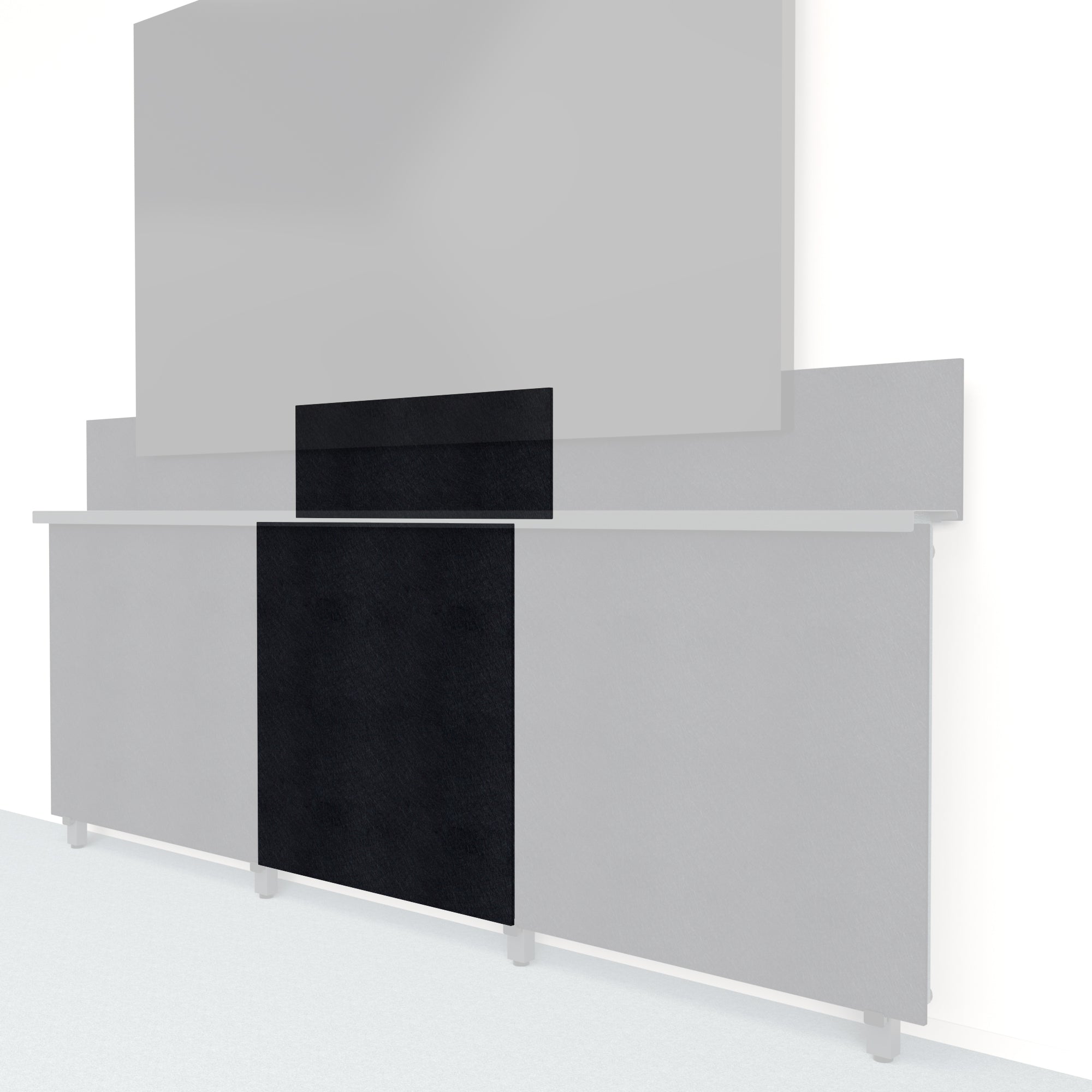 Heckler Framework Tall Inner Panel & Backsplash in Ebony Felt Right — modular ebony black PET felt AV wall panel for the Heckler Framework system.