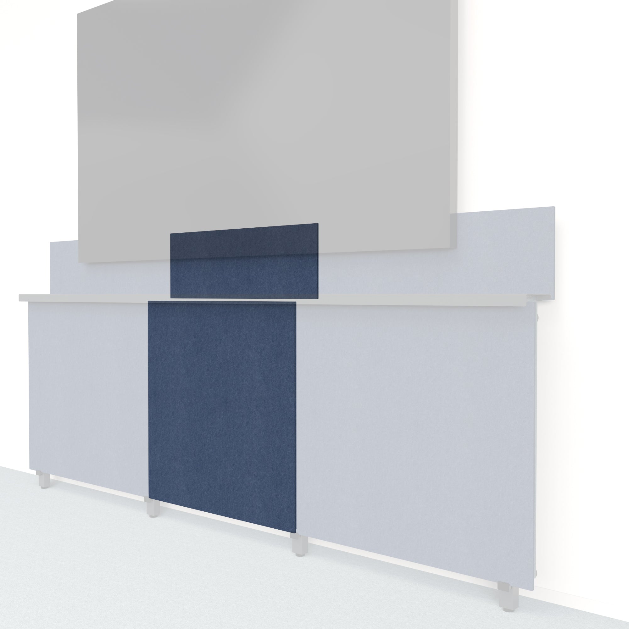 Heckler Framework Tall Inner Panel & Backsplash in Indigo Felt Right — modular indigo blue PET felt AV wall panel for the Heckler Framework system.