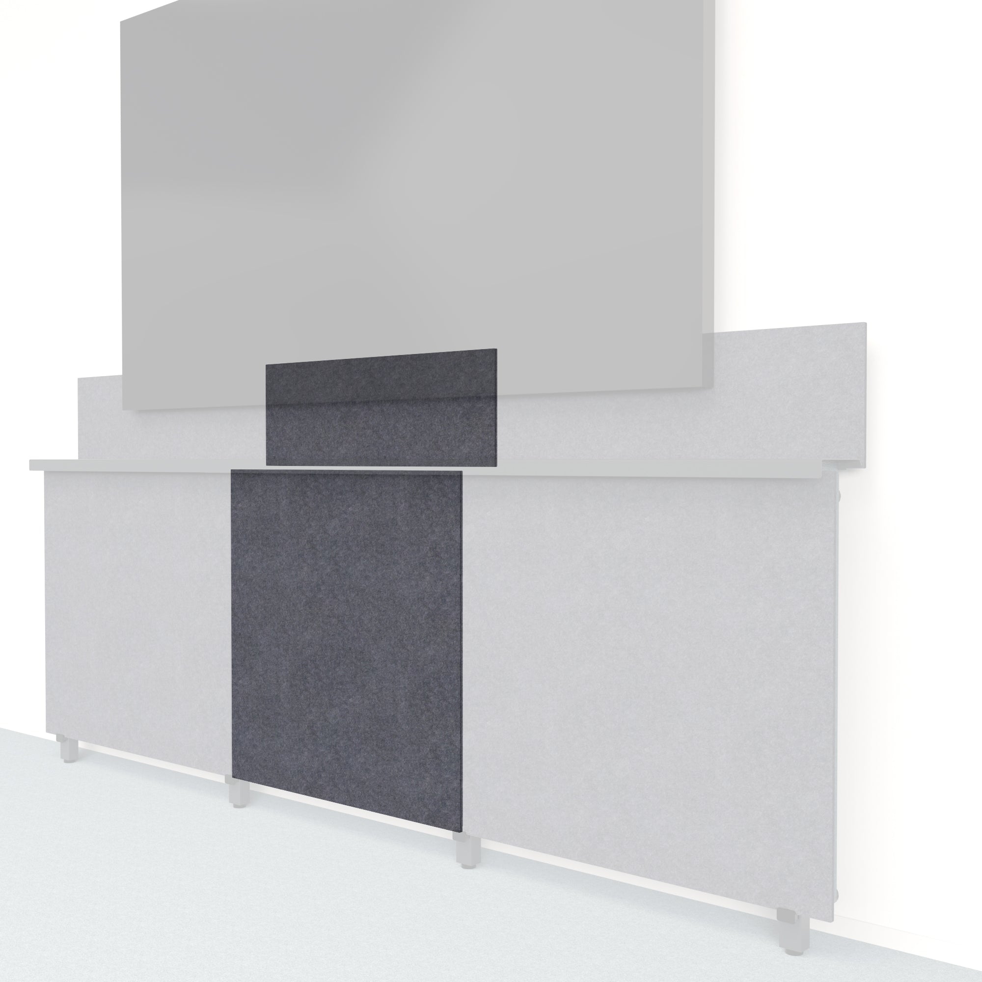 Heckler Framework Tall Inner Panel & Backsplash in Mineral Felt Right — modular mineral gray PET felt AV wall panel for the Heckler Framework system.