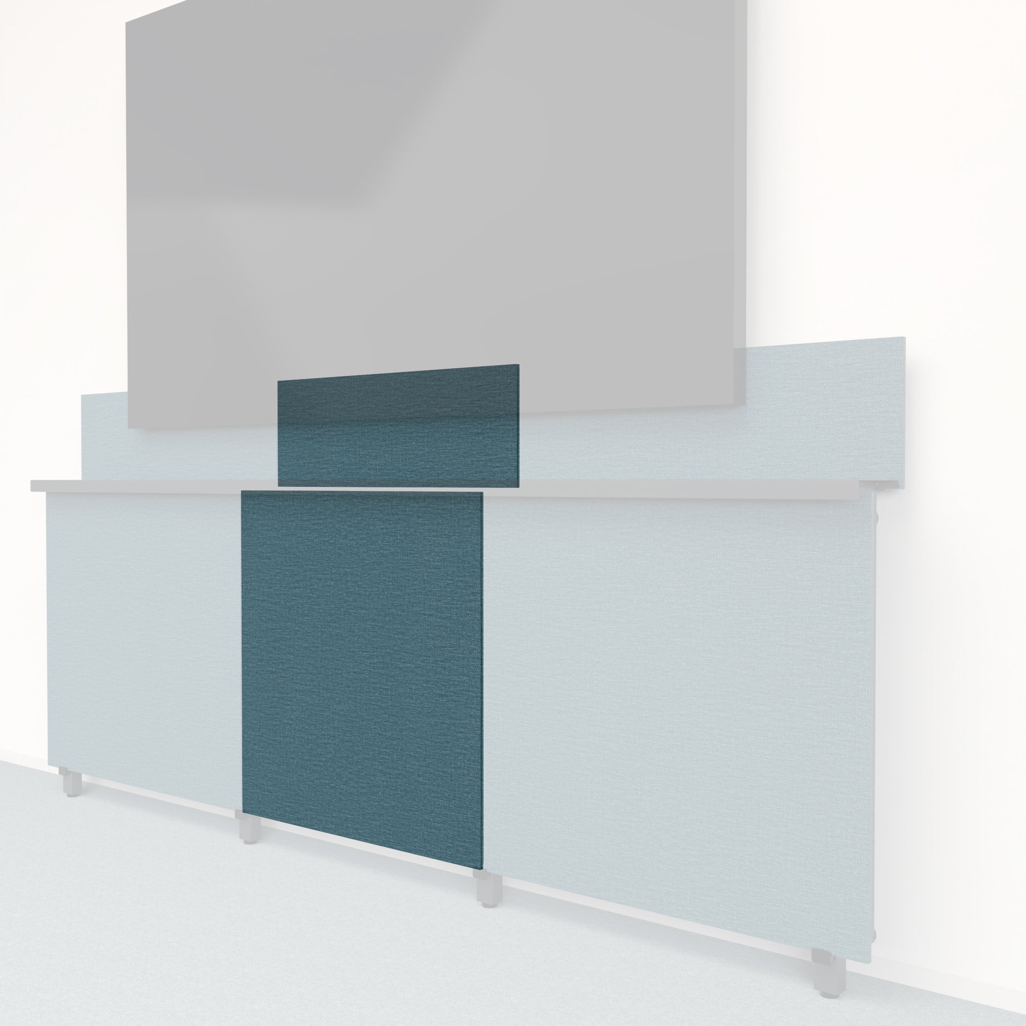 Heckler Framework Tall Inner Panel & Backsplash in Thermosphere Maharam textile — modular textile-wrapped atmospheric blue AV wall panel for the Heckler Framework system.