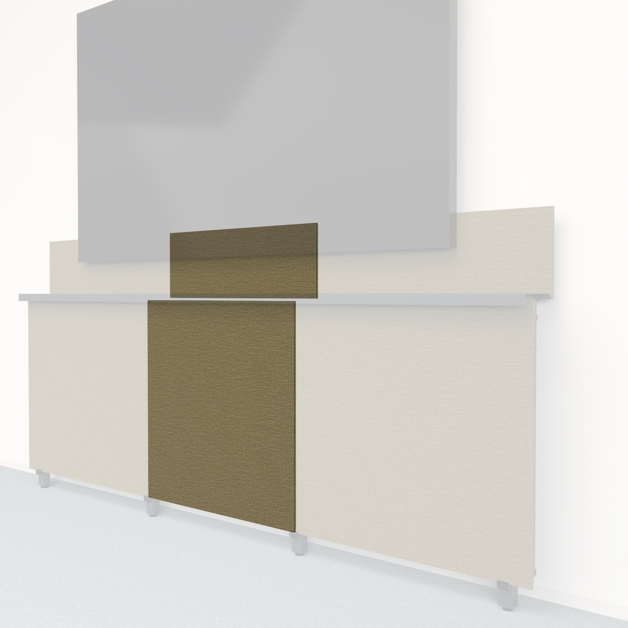 Heckler Framework Tall Inner Panel & Backsplash in Saguaro Maharam textile — modular textile-wrapped desert green AV wall panel for the Heckler Framework system.