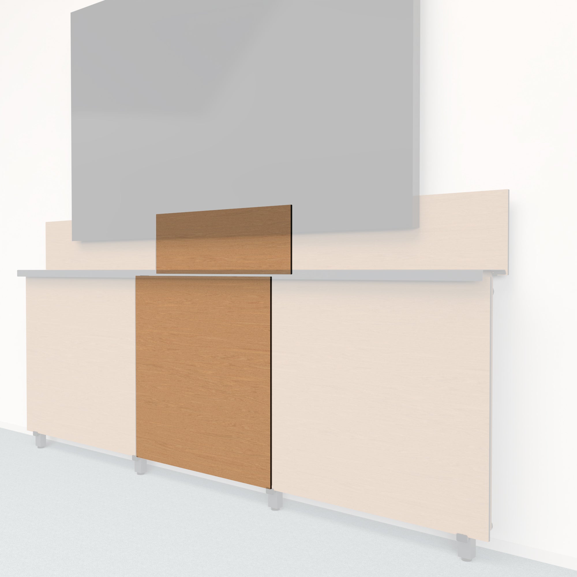 Heckler Framework Tall Inner Panel & Backsplash in Castle Oak wood look — modular white-oak-woodgrain AV wall panel for the Heckler Framework system.