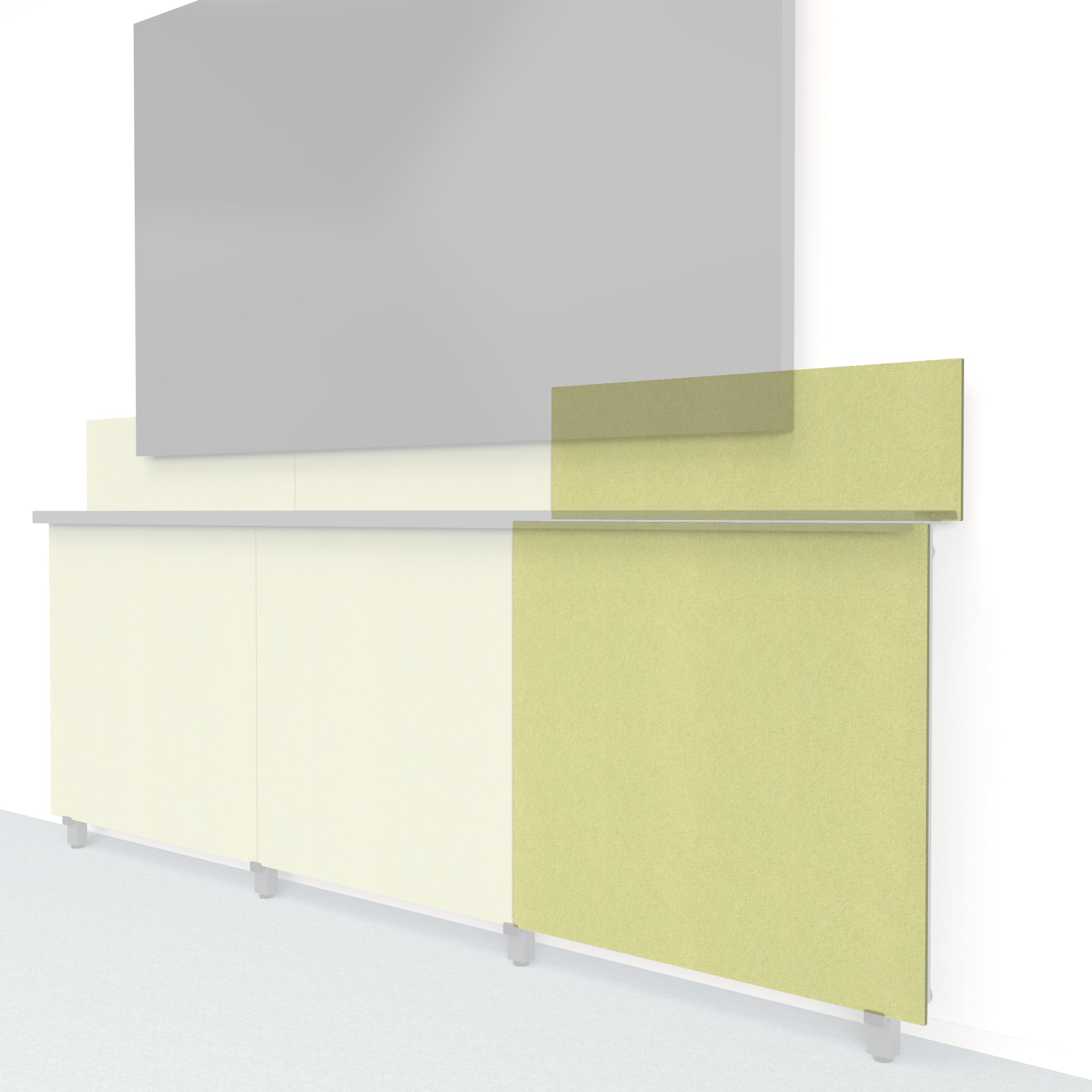 Heckler Framework Tall Outer Panel & Backsplash in Aloe Felt Right — modular aloe green PET felt AV wall panel for the Heckler Framework system.