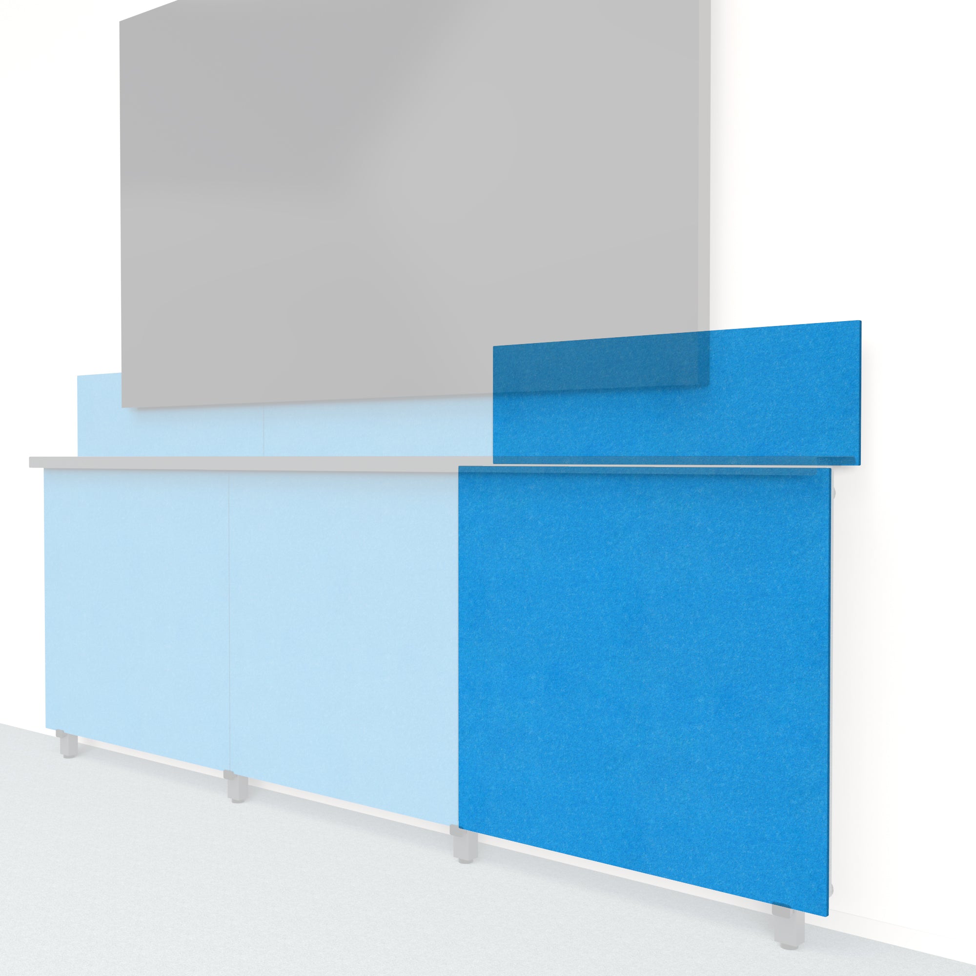 Heckler Framework Tall Outer Panel & Backsplash in Cayman Felt Right — modular cayman teal PET felt AV wall panel for the Heckler Framework system.