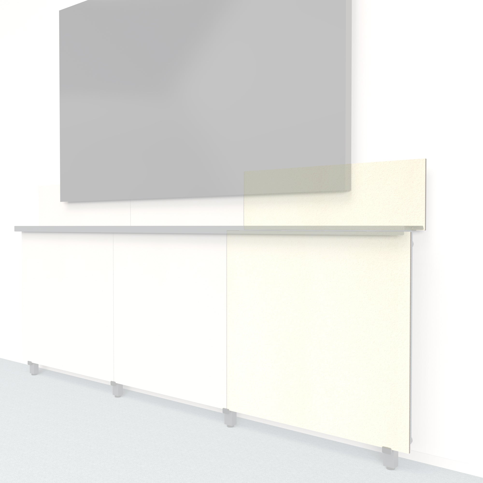 Heckler Framework Tall Outer Panel & Backsplash in Ivory Felt Right — modular ivory PET felt AV wall panel for the Heckler Framework system.