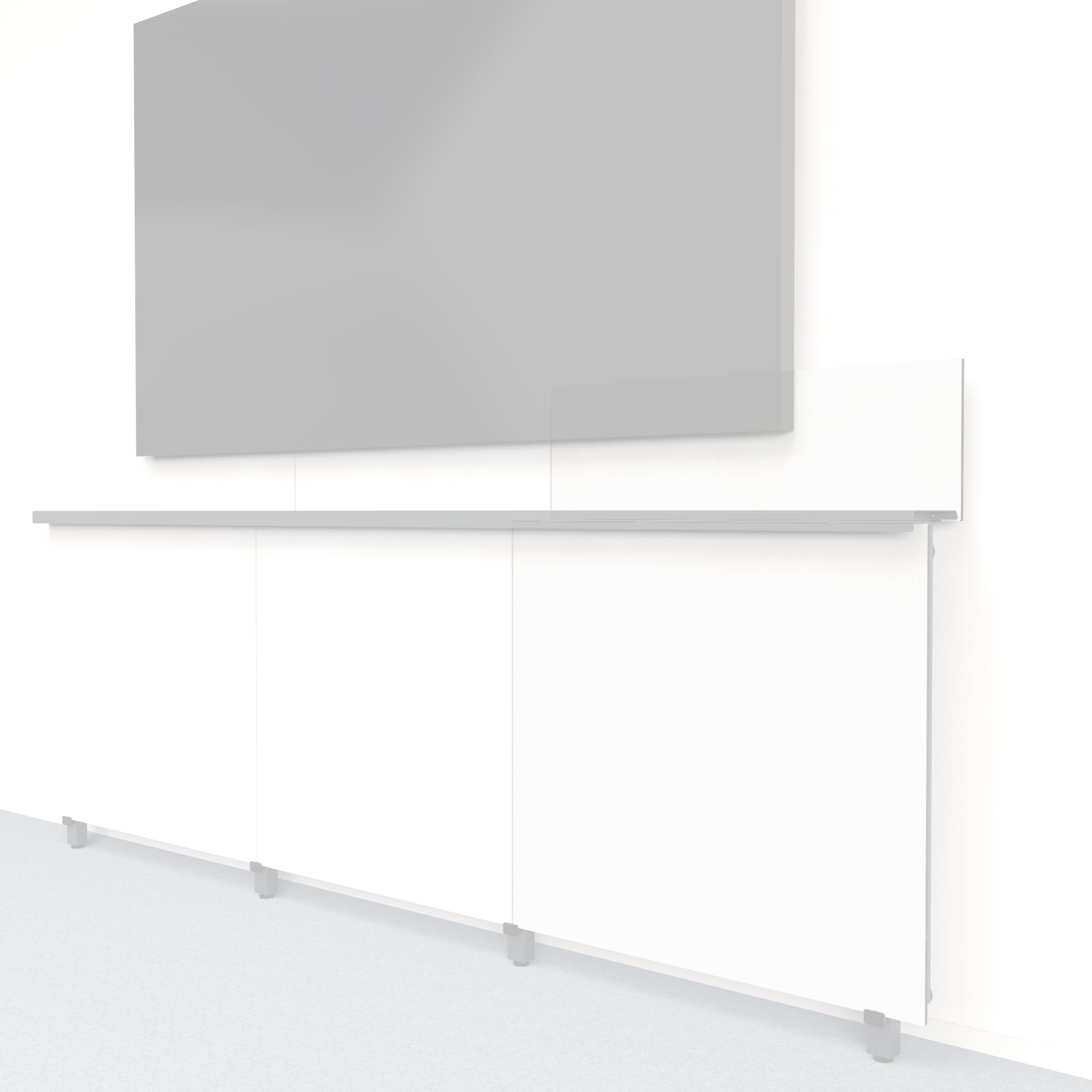 Heckler Framework Tall Outer Panel & Backsplash in Zinc Felt Right — modular zinc gray PET felt AV wall panel for the Heckler Framework system.