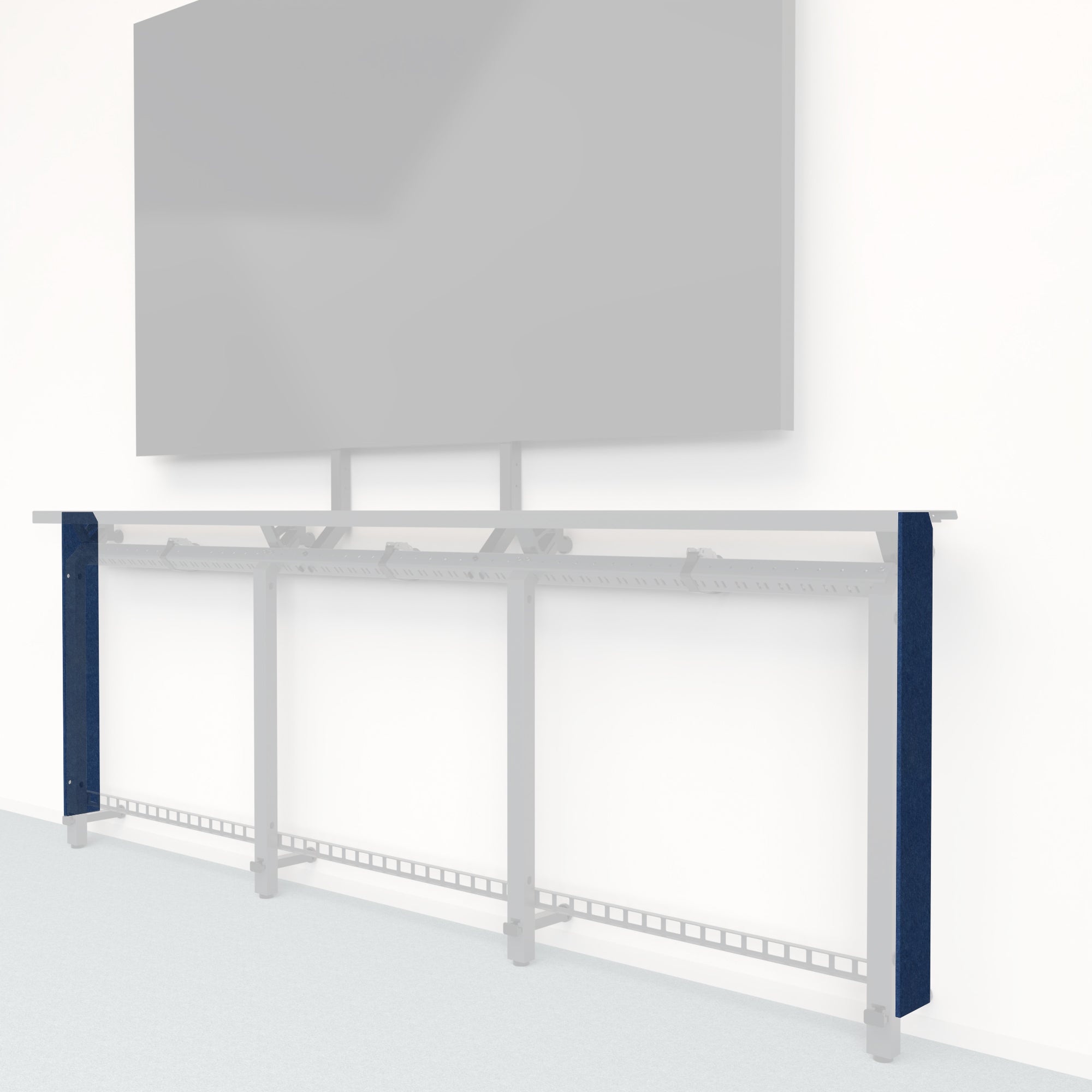 Heckler Framework Tall End Cap in Admiral Felt Right — modular admiral navy PET felt end panel for the Heckler Framework AV wall system.
