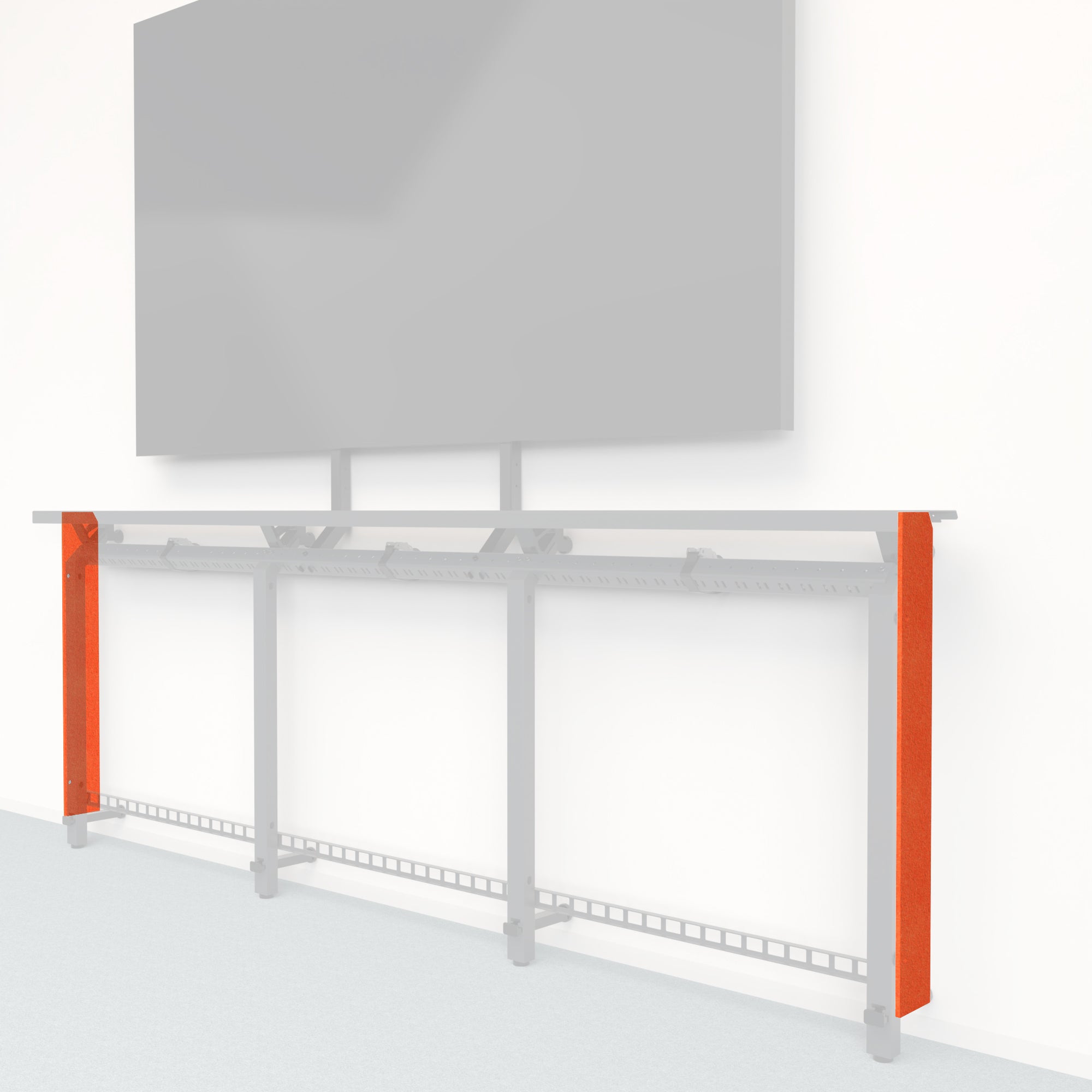 Heckler Framework Tall End Cap in Aries Felt Right — modular aries red PET felt end panel for the Heckler Framework AV wall system.