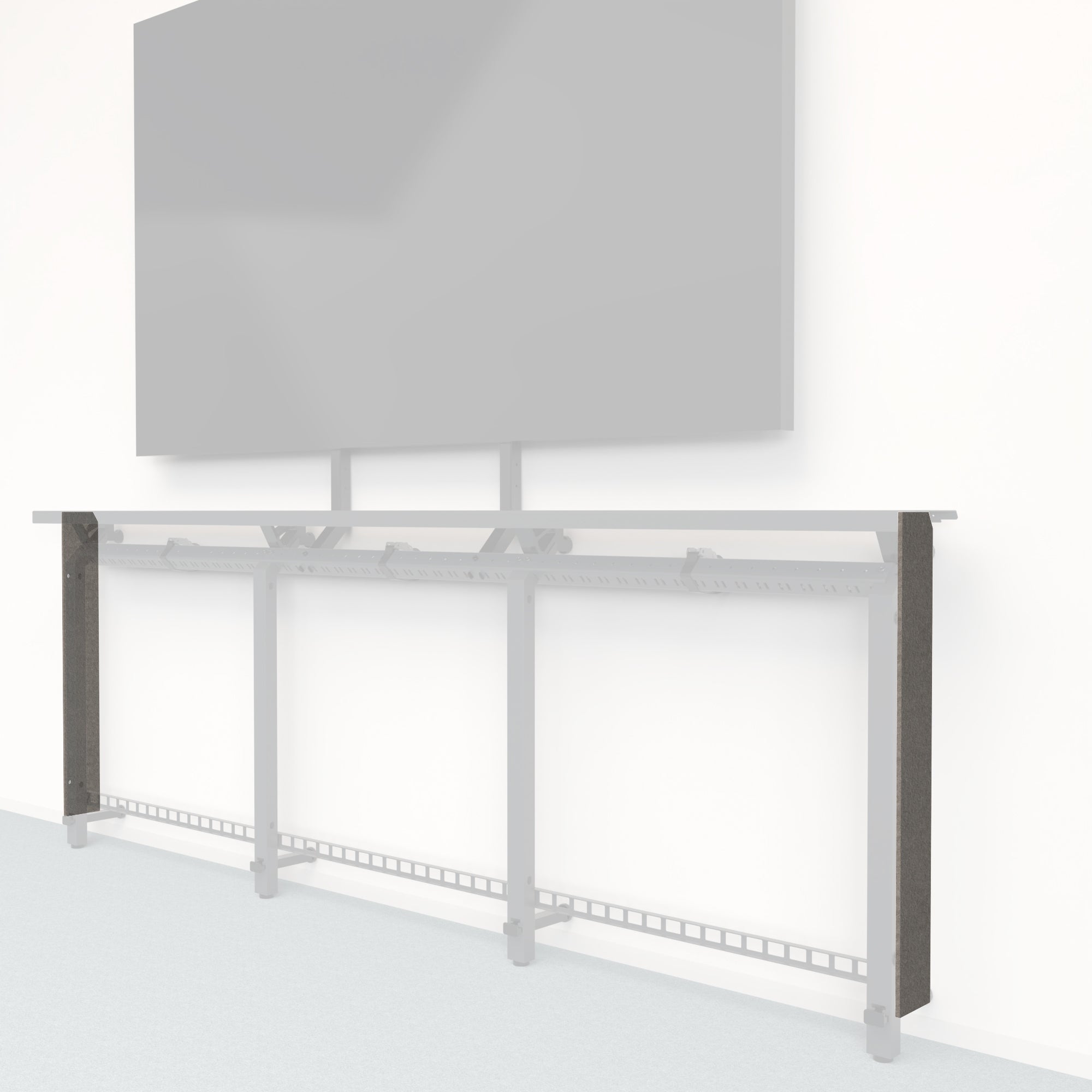 Heckler Framework Tall End Cap in Ash Felt Right — modular ash gray PET felt end panel for the Heckler Framework AV wall system.