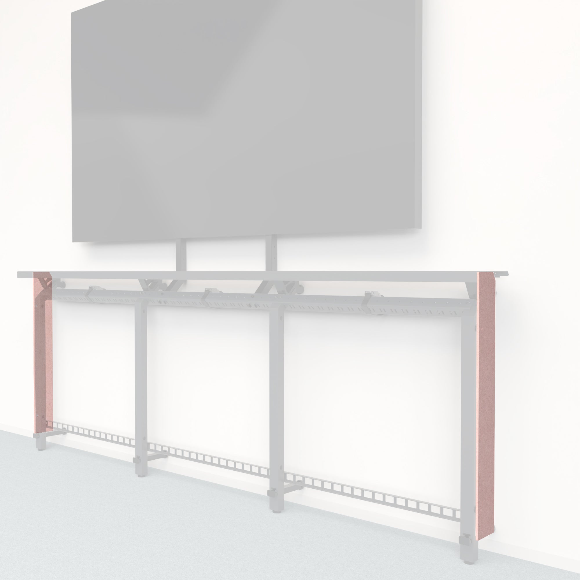 Heckler Framework Tall End Cap in Coral Felt Right — modular coral PET felt end panel for the Heckler Framework AV wall system.