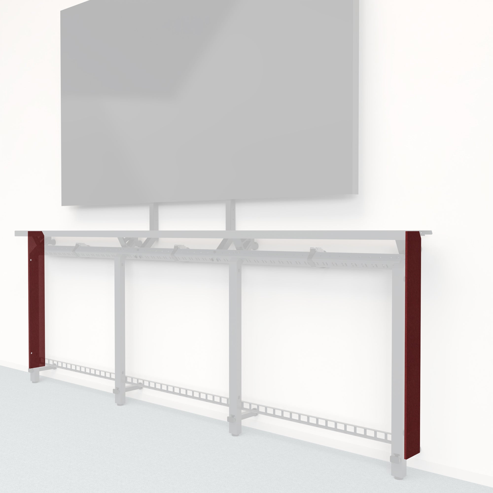 Heckler Framework Tall End Cap in Crimson Felt Right — modular crimson red PET felt end panel for the Heckler Framework AV wall system.