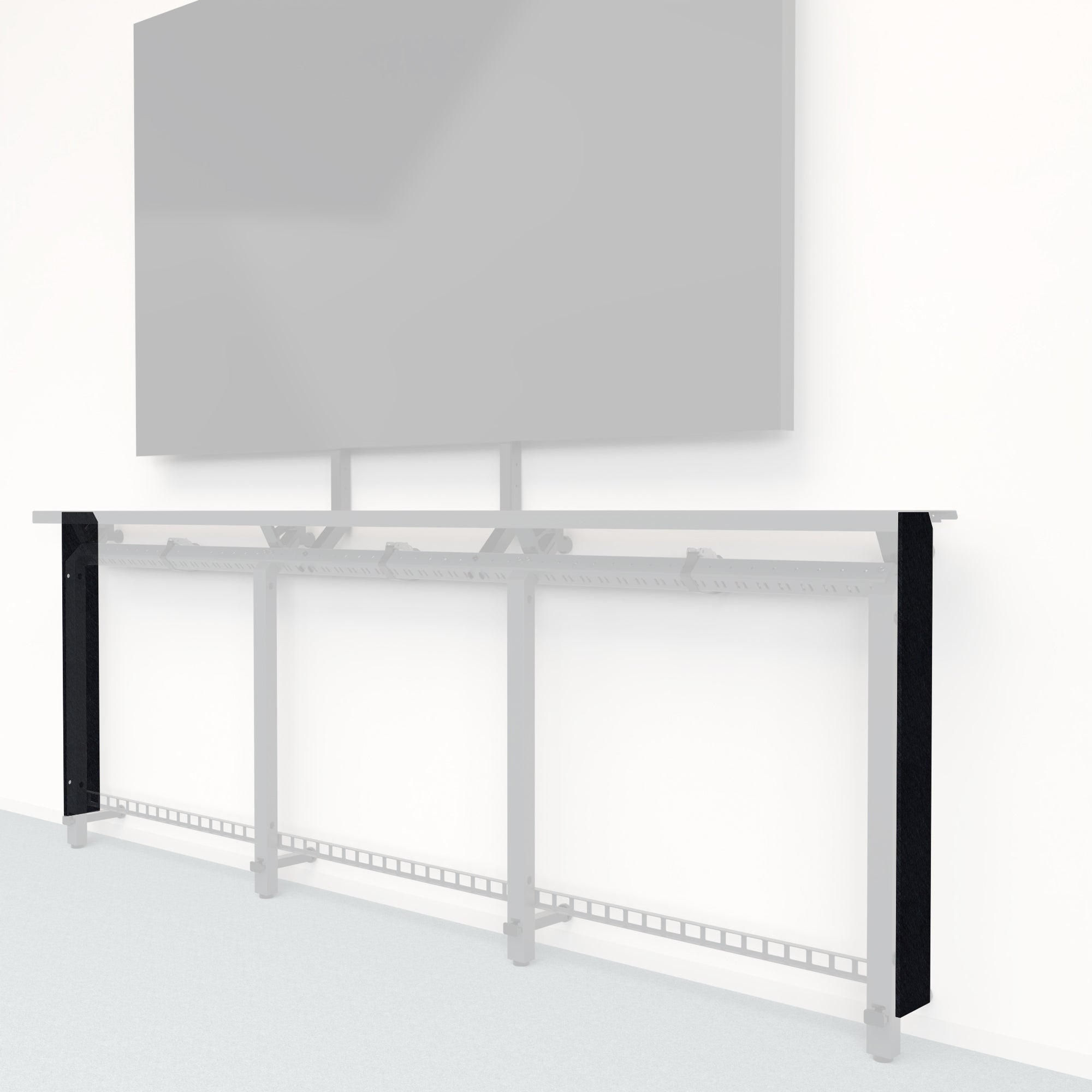 Heckler Framework Tall End Cap in Ebony Felt Right — modular ebony black PET felt end panel for the Heckler Framework AV wall system.