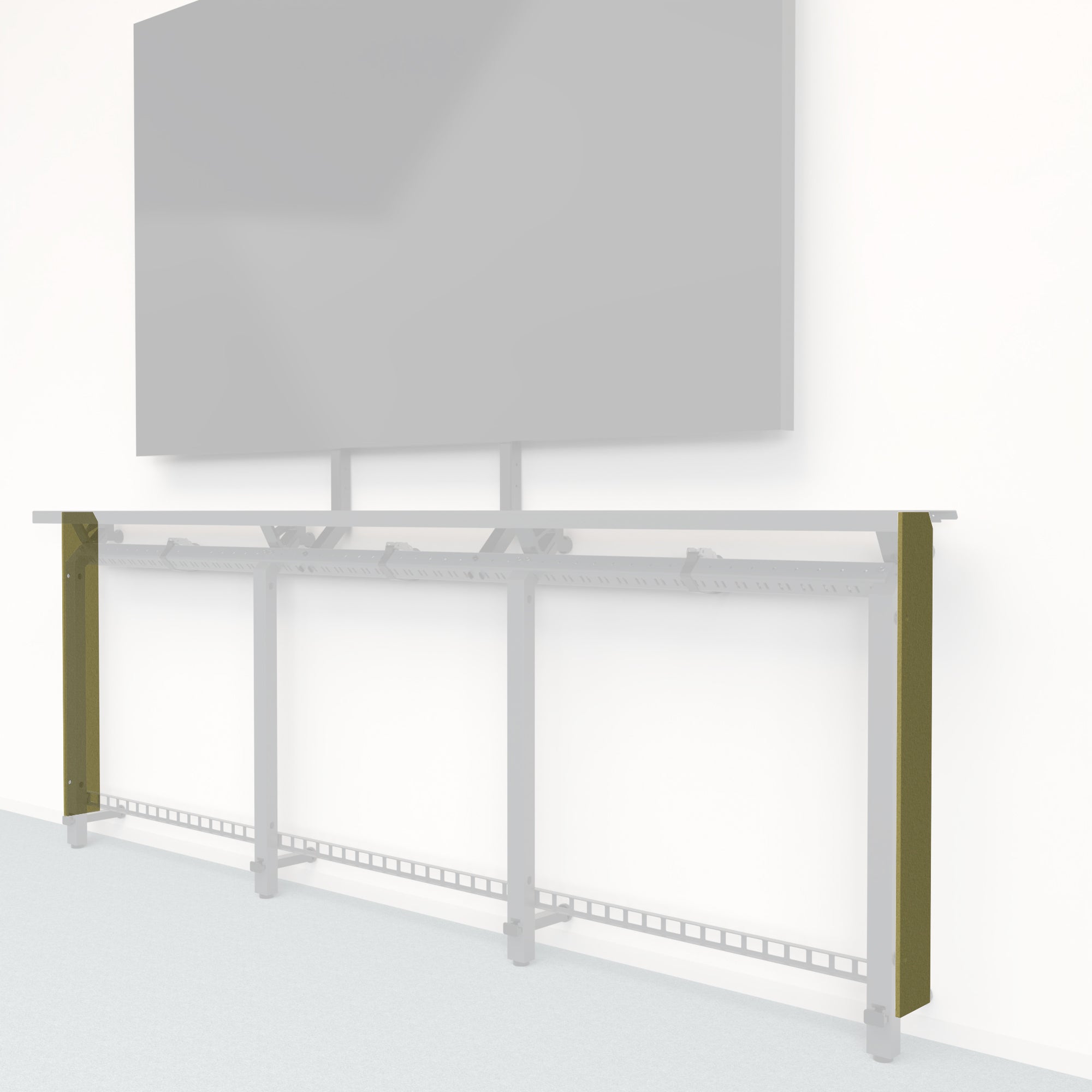 Heckler Framework Tall End Cap in Olive Felt Right — modular olive green PET felt end panel for the Heckler Framework AV wall system.