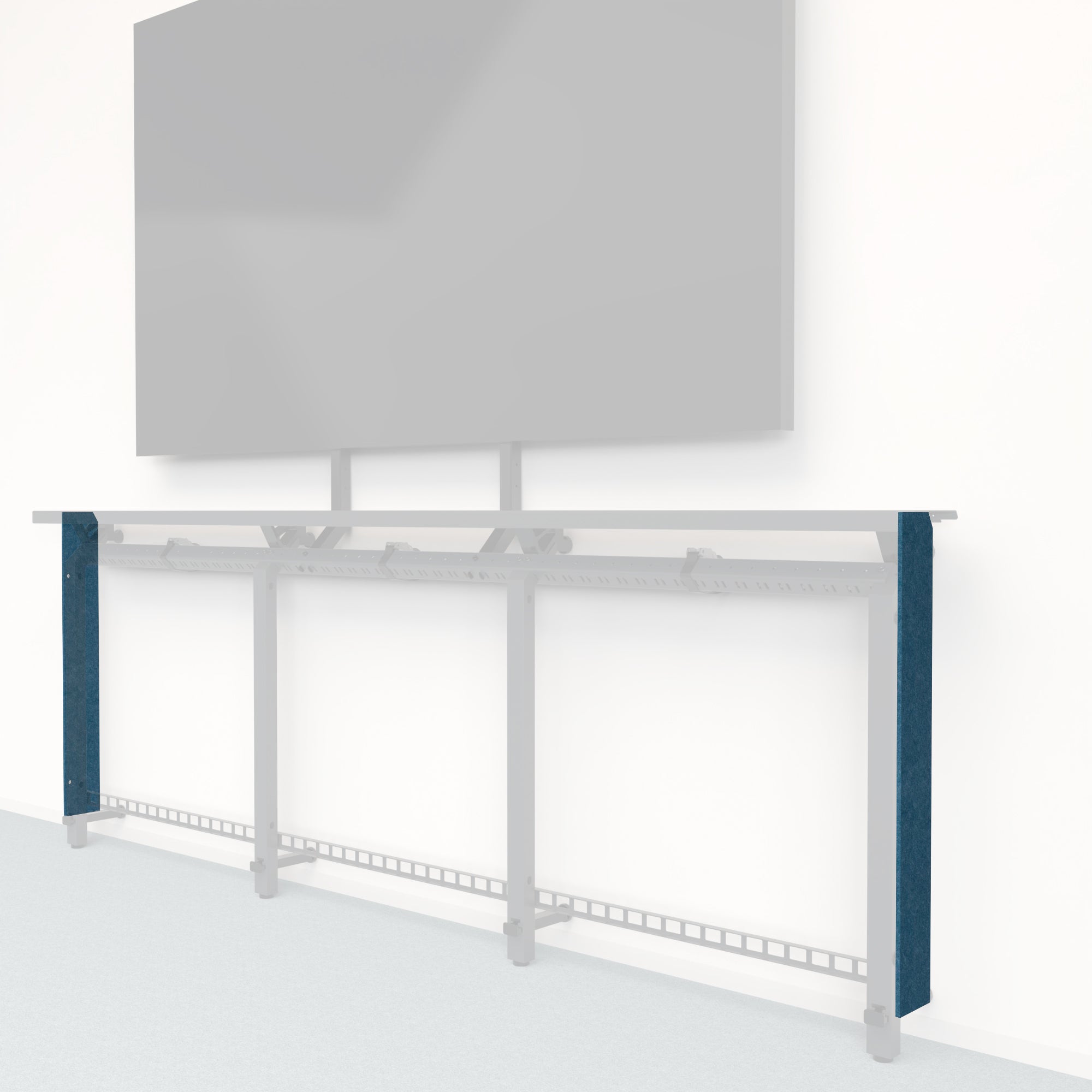 Heckler Framework Tall End Cap in Slate Blue Felt Right — modular slate blue PET felt end panel for the Heckler Framework AV wall system.