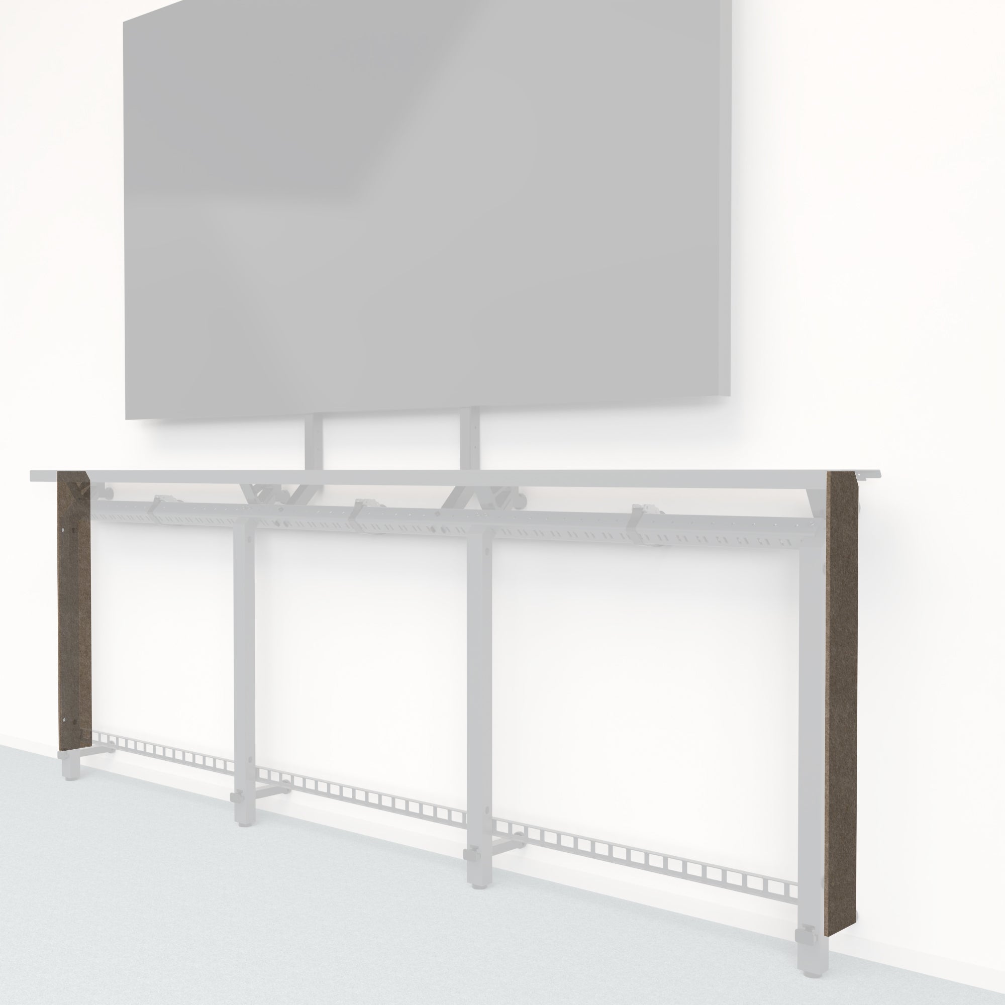 Heckler Framework Tall End Cap in Timber Felt Right — modular timber brown PET felt end panel for the Heckler Framework AV wall system.