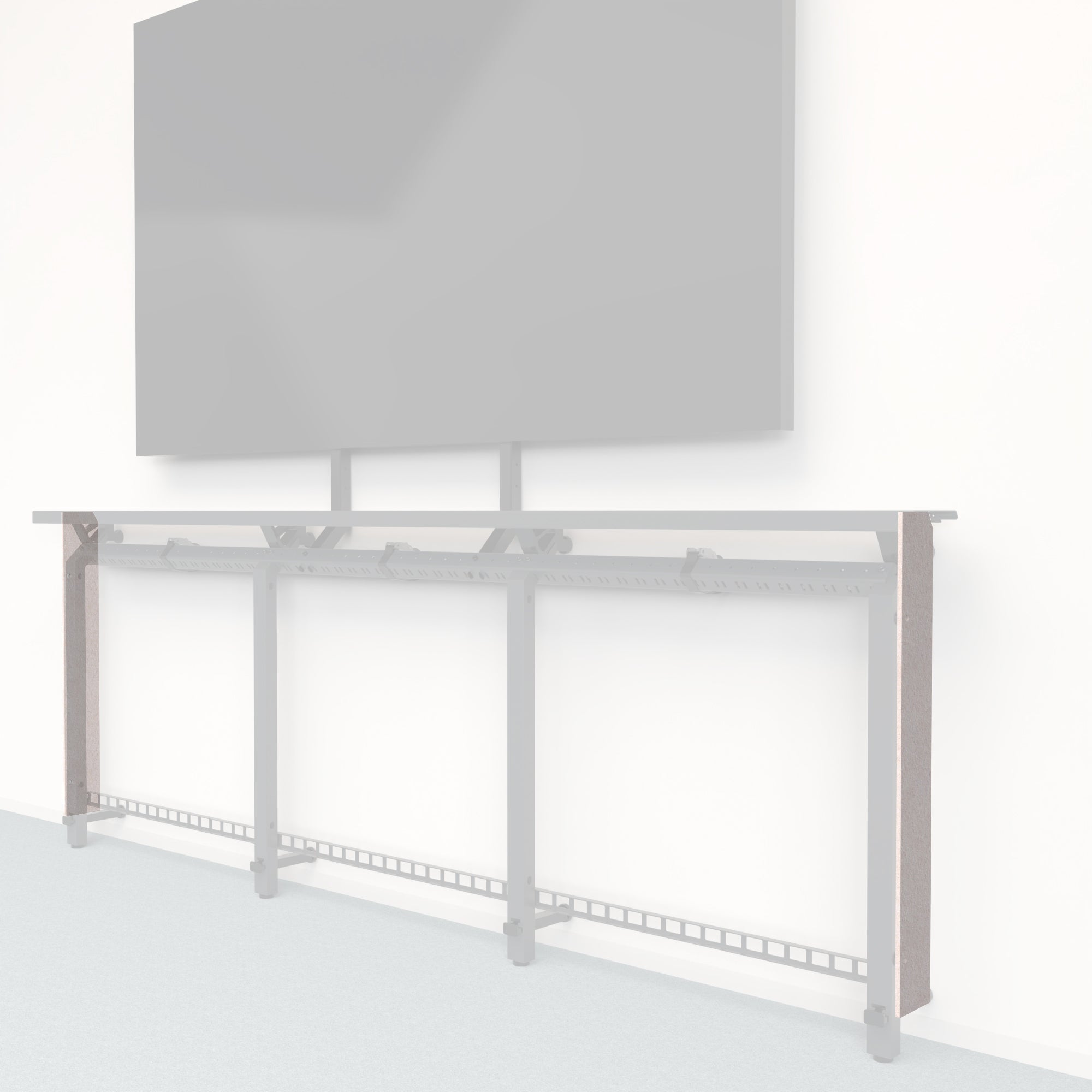 Heckler Framework Tall End Cap in Latte Felt Right — modular latte tan PET felt end panel for the Heckler Framework AV wall system.