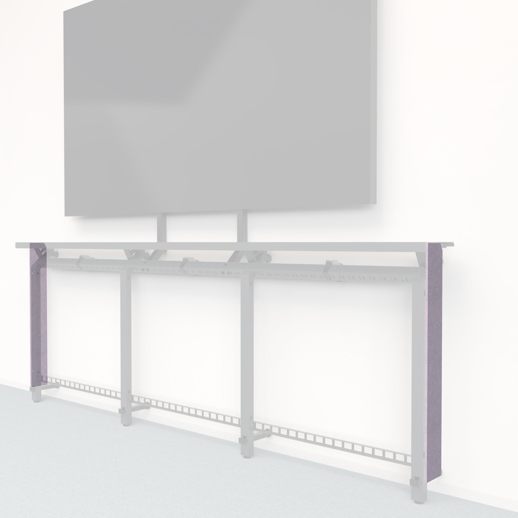 Heckler Framework Tall End Cap in Lilac Felt Right — modular lilac PET felt end panel for the Heckler Framework AV wall system.