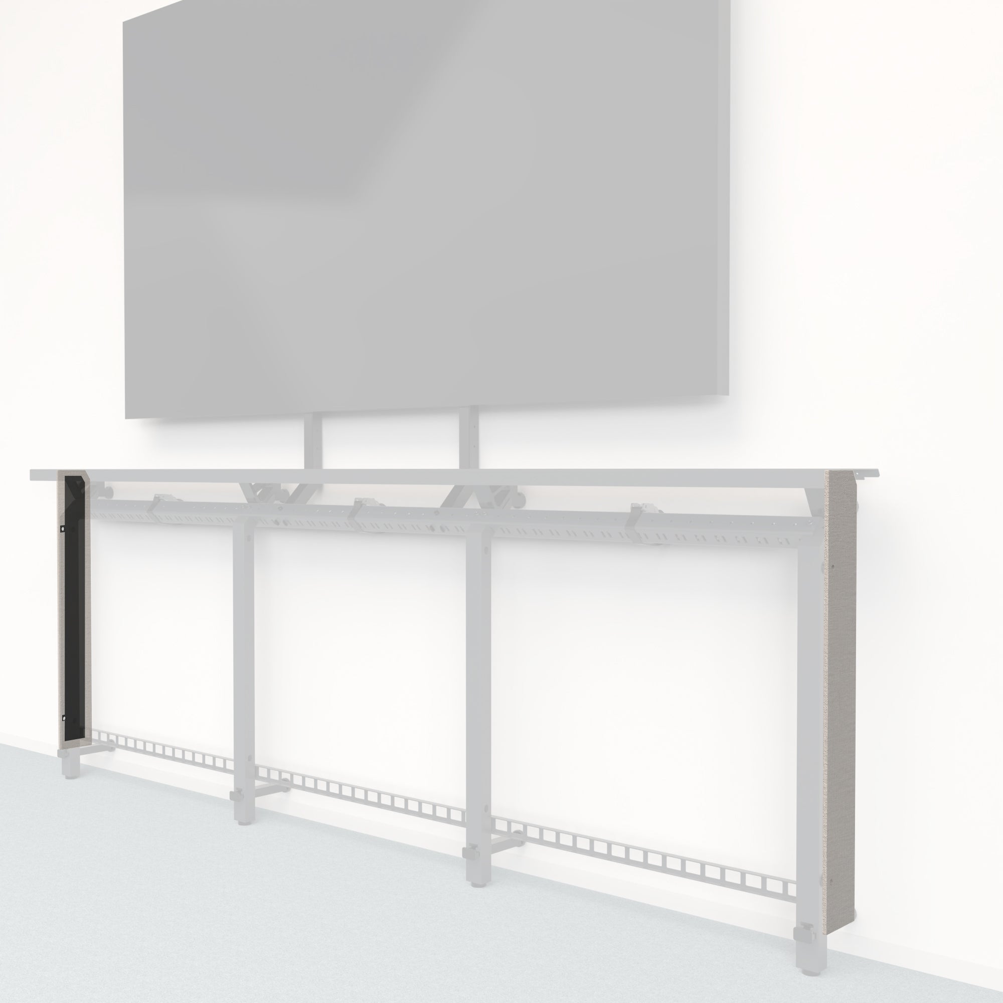 Heckler Framework Tall End Cap in Off White Maharam textile — modular textile-wrapped off-white end panel for the Heckler Framework AV wall system.
