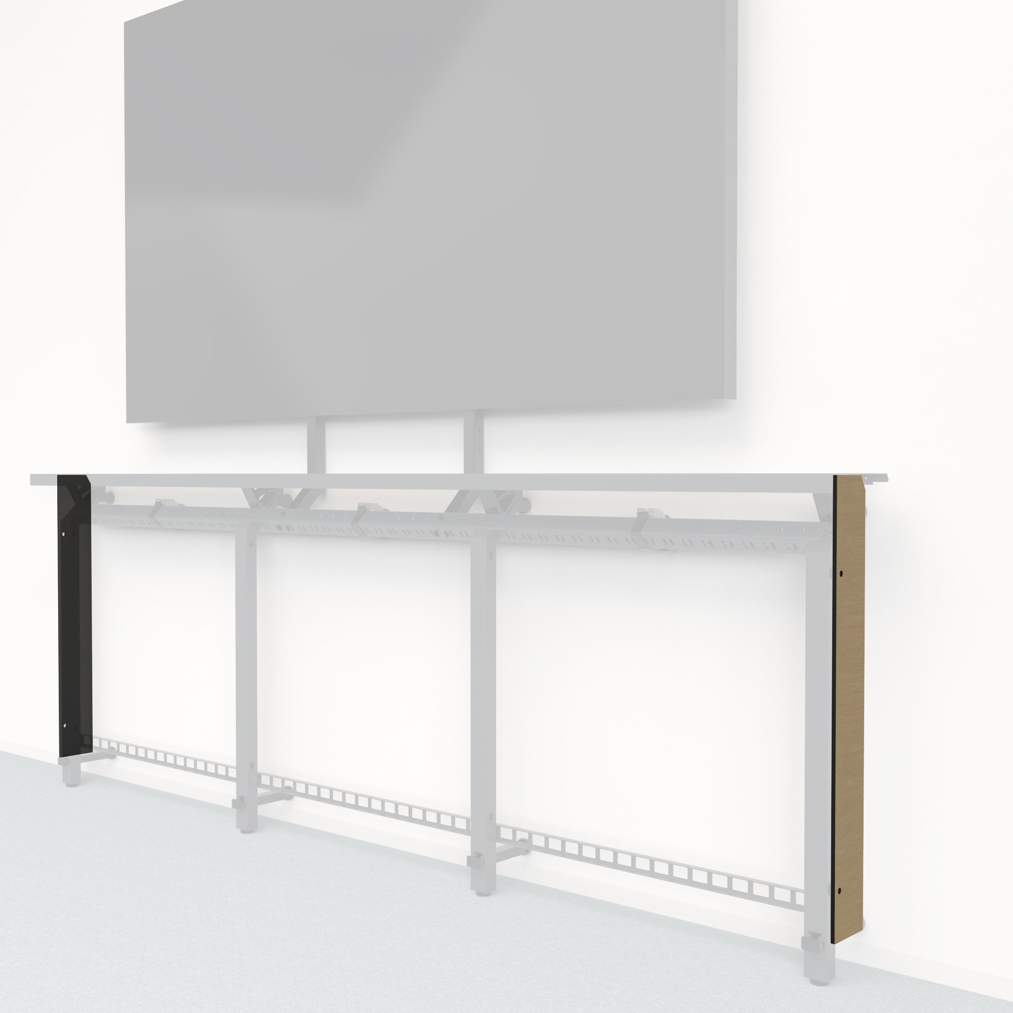 Heckler Framework Tall End Cap in Modern Maple wood look — modular maple-woodgrain end panel for the Heckler Framework AV wall system.