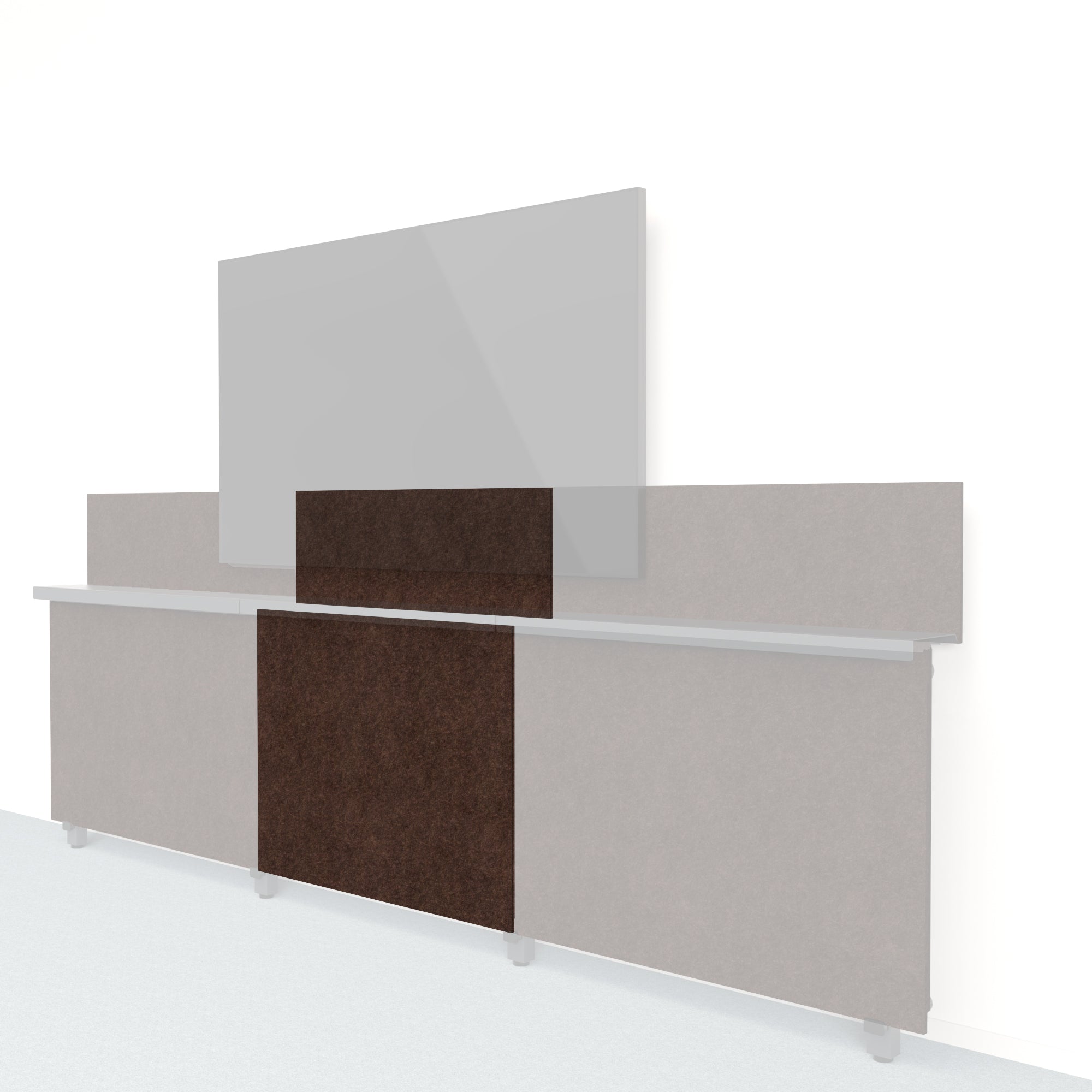 Heckler Framework Short Inner Panel & Backsplash in Cocoa Felt Right — modular cocoa brown PET felt AV wall panel for the Heckler Framework system.