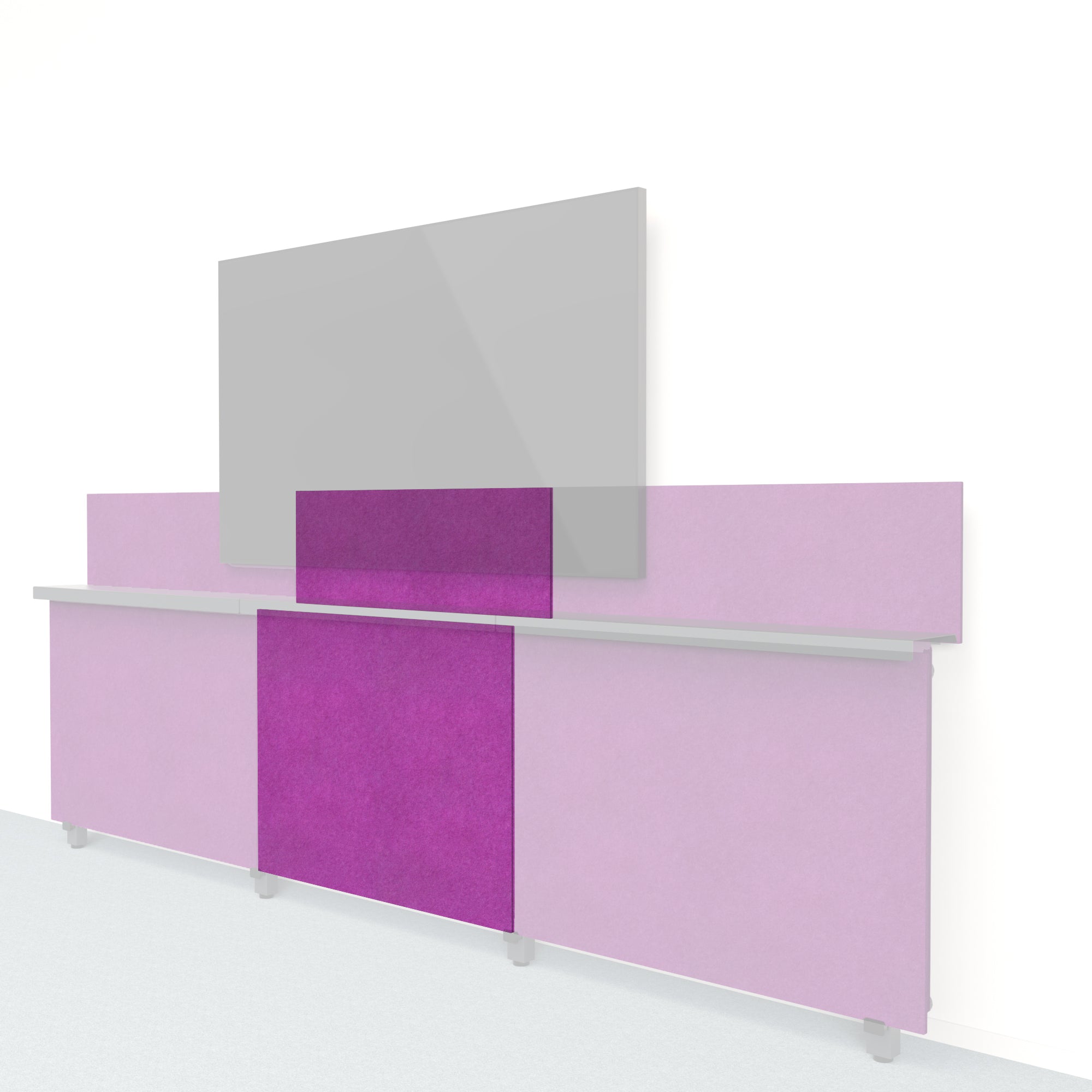 Heckler Framework Short Inner Panel & Backsplash in Lavender Felt Right — modular lavender PET felt AV wall panel for the Heckler Framework system.