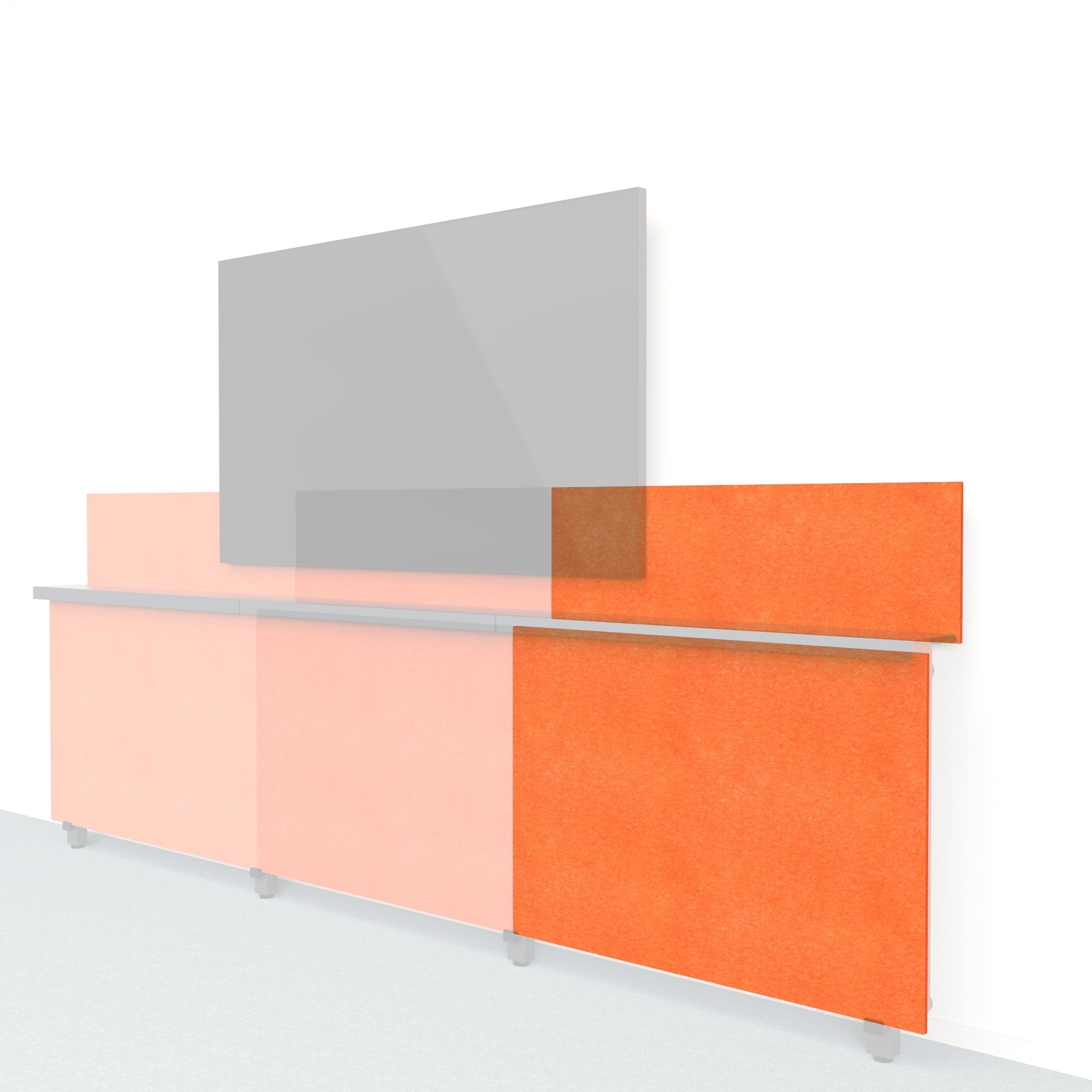Heckler Framework Short Outer Panel & Backsplash in Aries Felt Right — modular aries red PET felt AV wall panel for the Heckler Framework system.