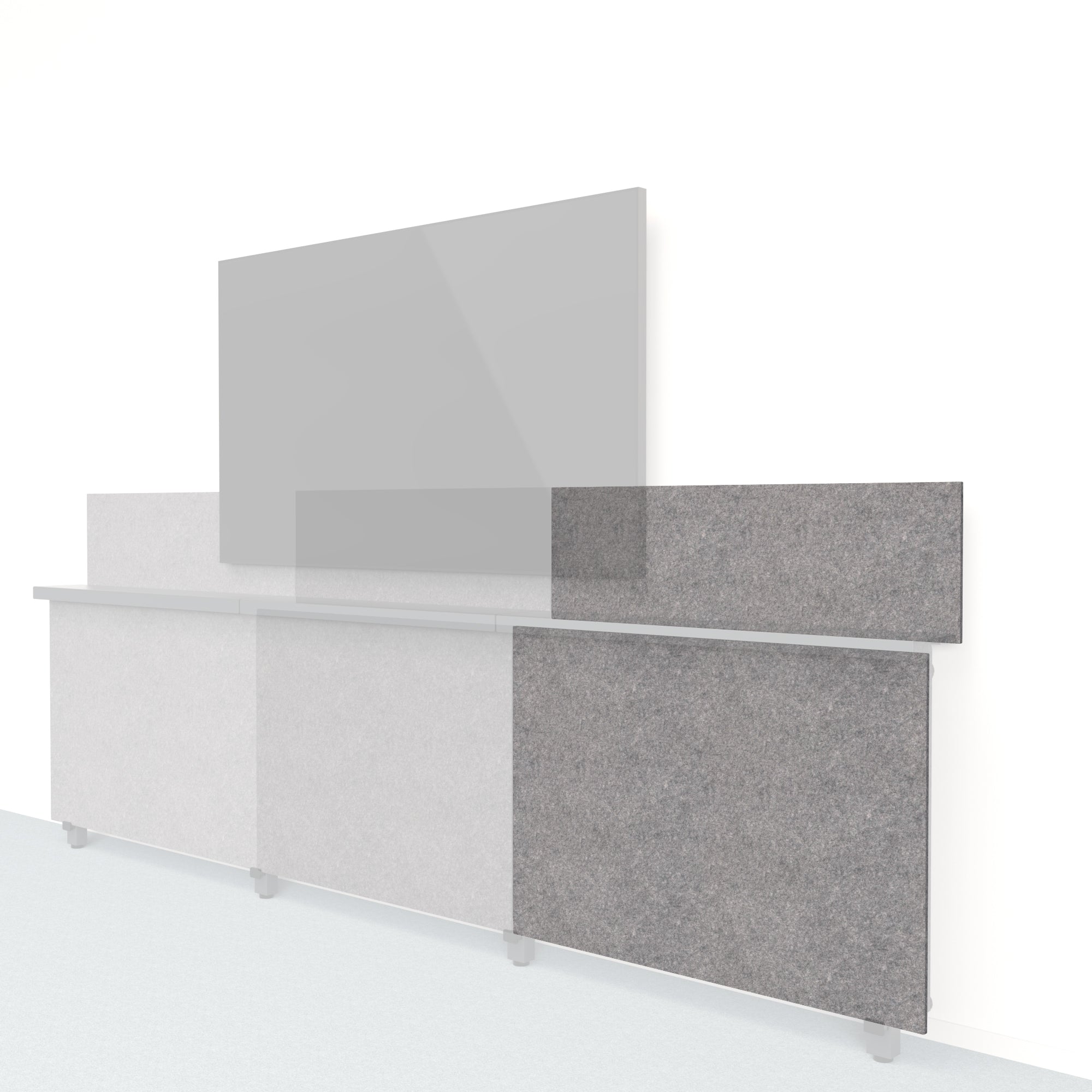 Heckler Framework Short Outer Panel & Backsplash in Armor Felt Right — modular charcoal gray PET felt AV wall panel for the Heckler Framework system.