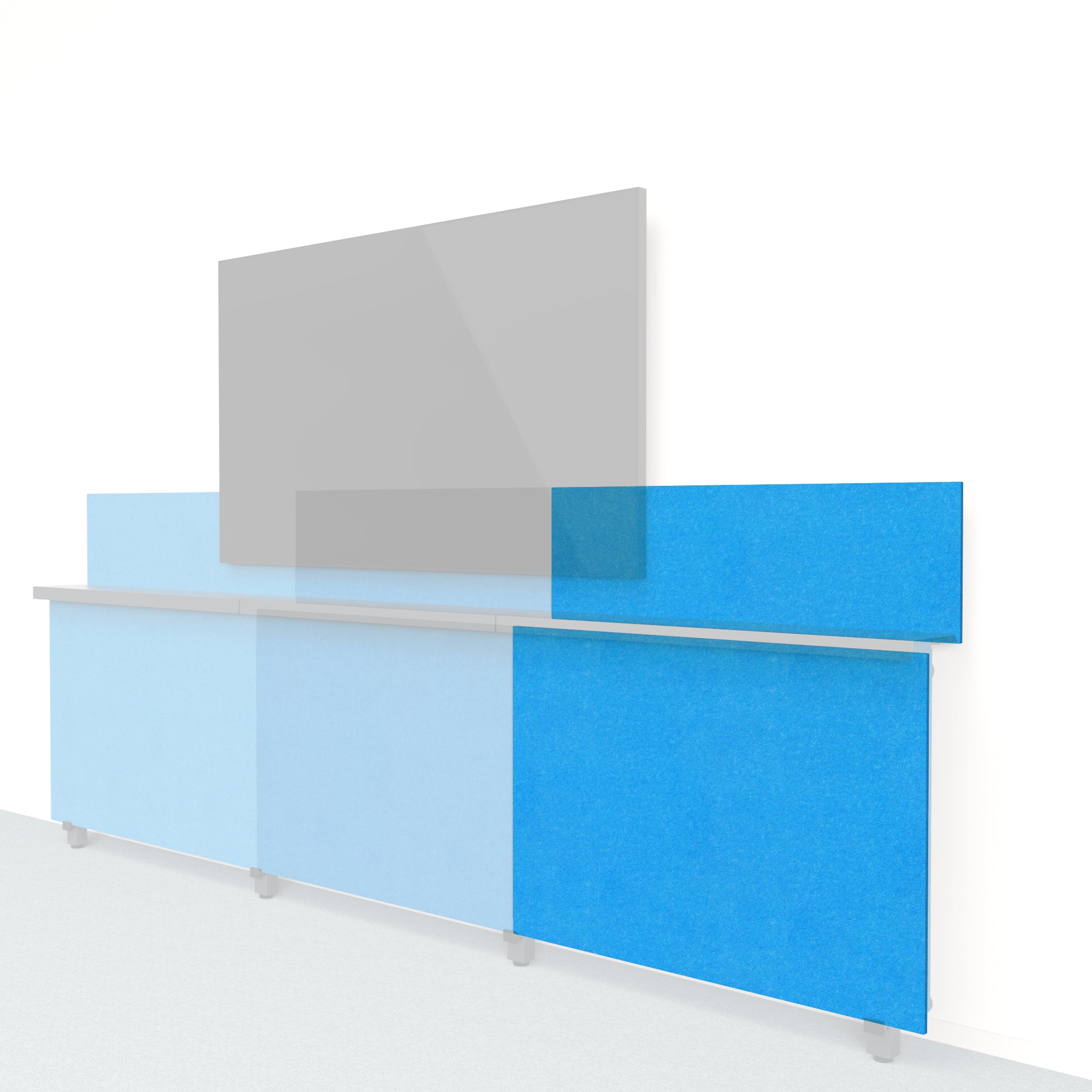 Heckler Framework Short Outer Panel & Backsplash in Cayman Felt Right — modular cayman teal PET felt AV wall panel for the Heckler Framework system.