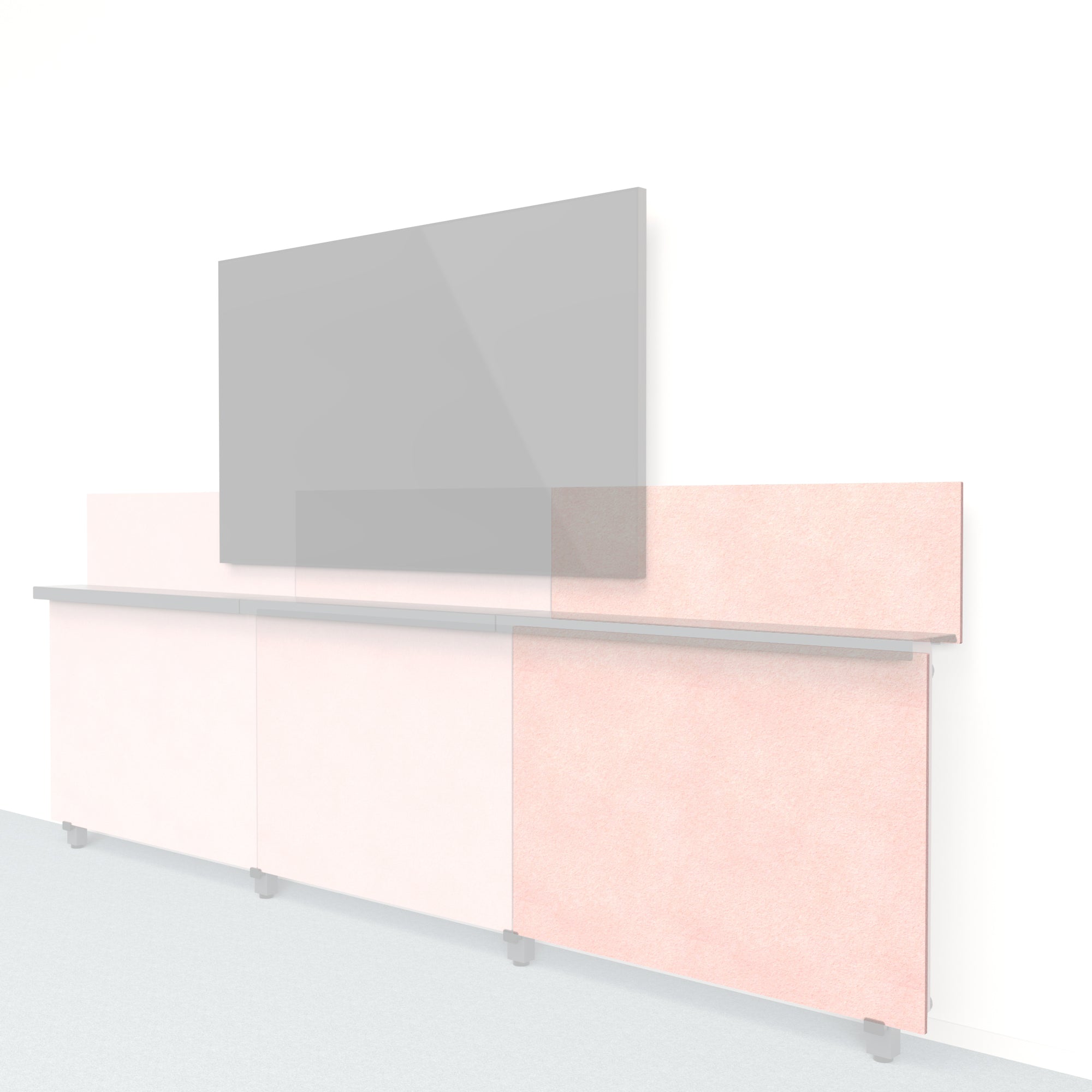 Heckler Framework Short Outer Panel & Backsplash in Coral Felt Right — modular coral PET felt AV wall panel for the Heckler Framework system.