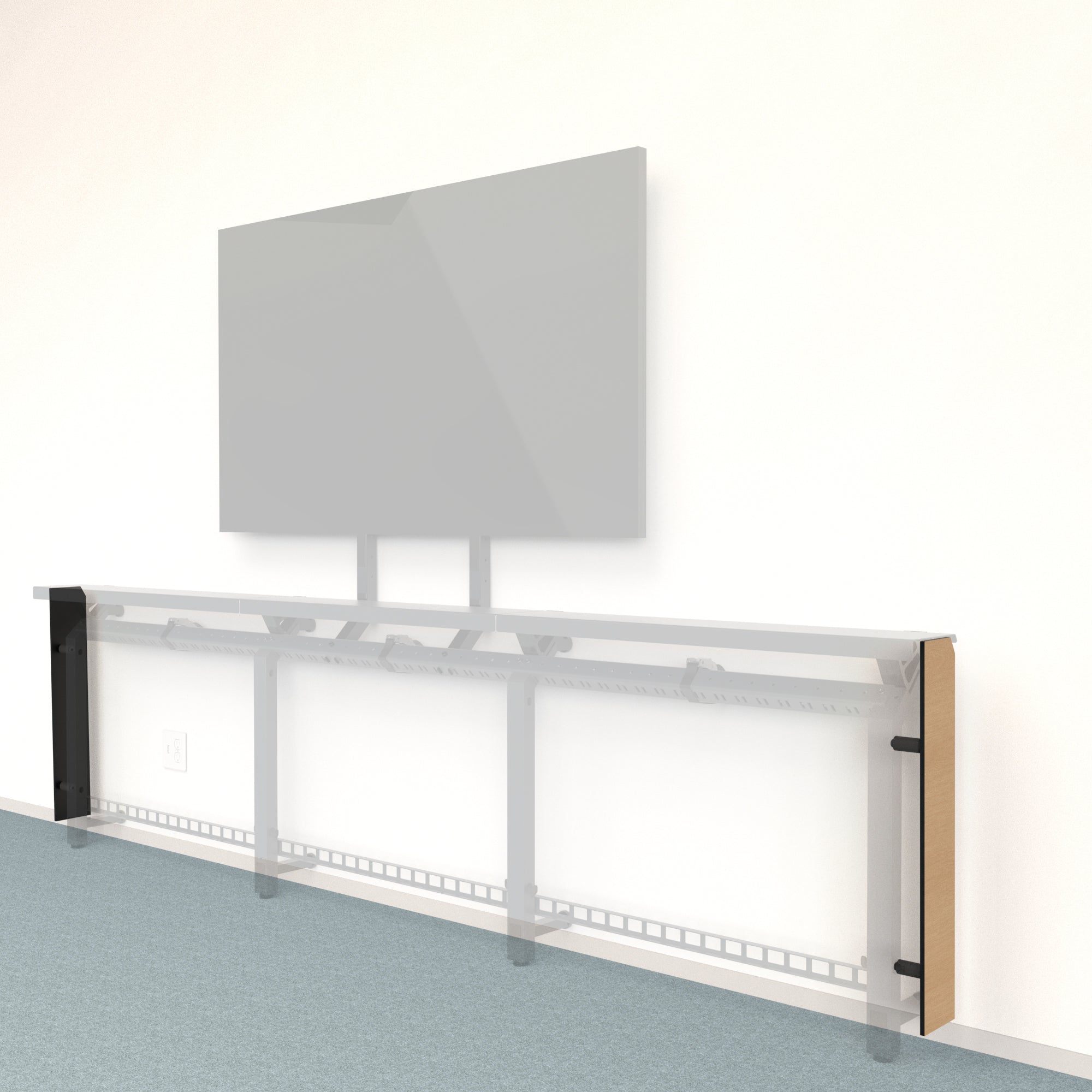Framework Tall End Cap Set in wood-look 3M DI-NOC finish.