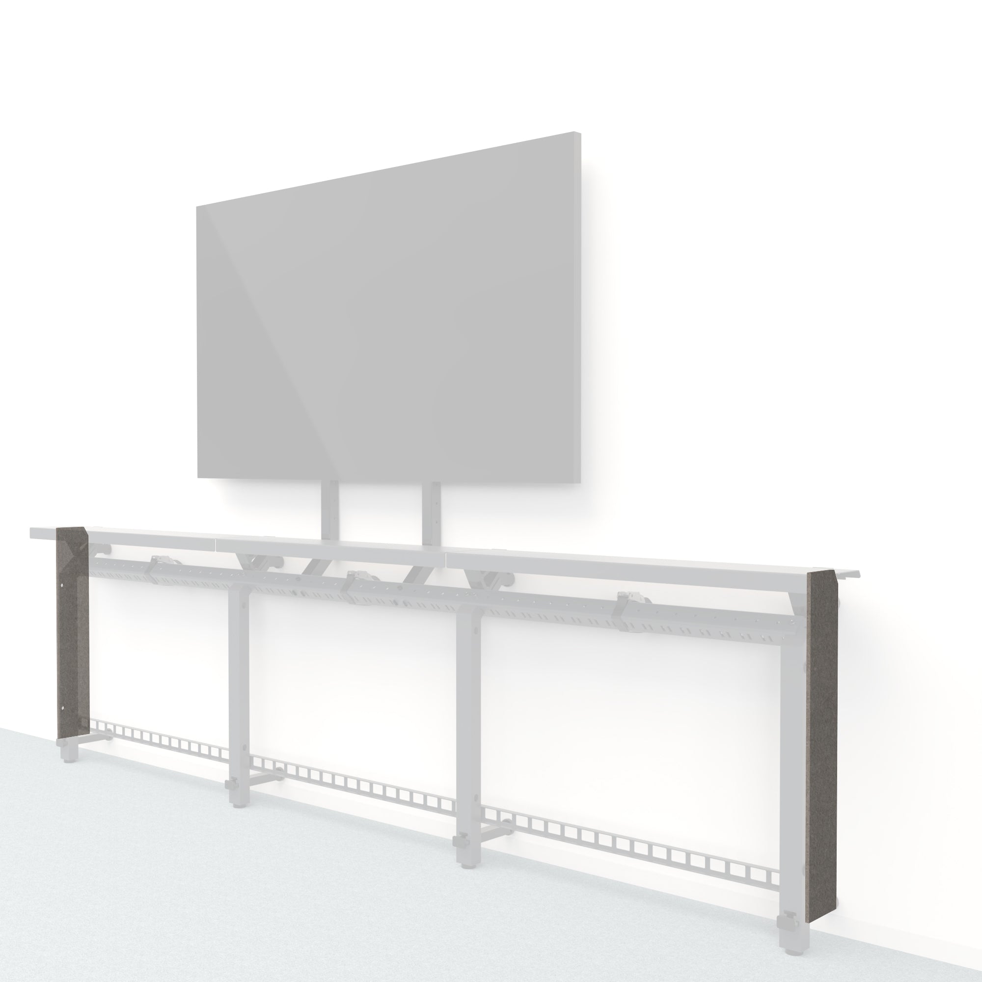 Heckler Framework Short End Cap in Ash Felt Right — modular ash gray PET felt end panel for the Heckler Framework AV wall system.