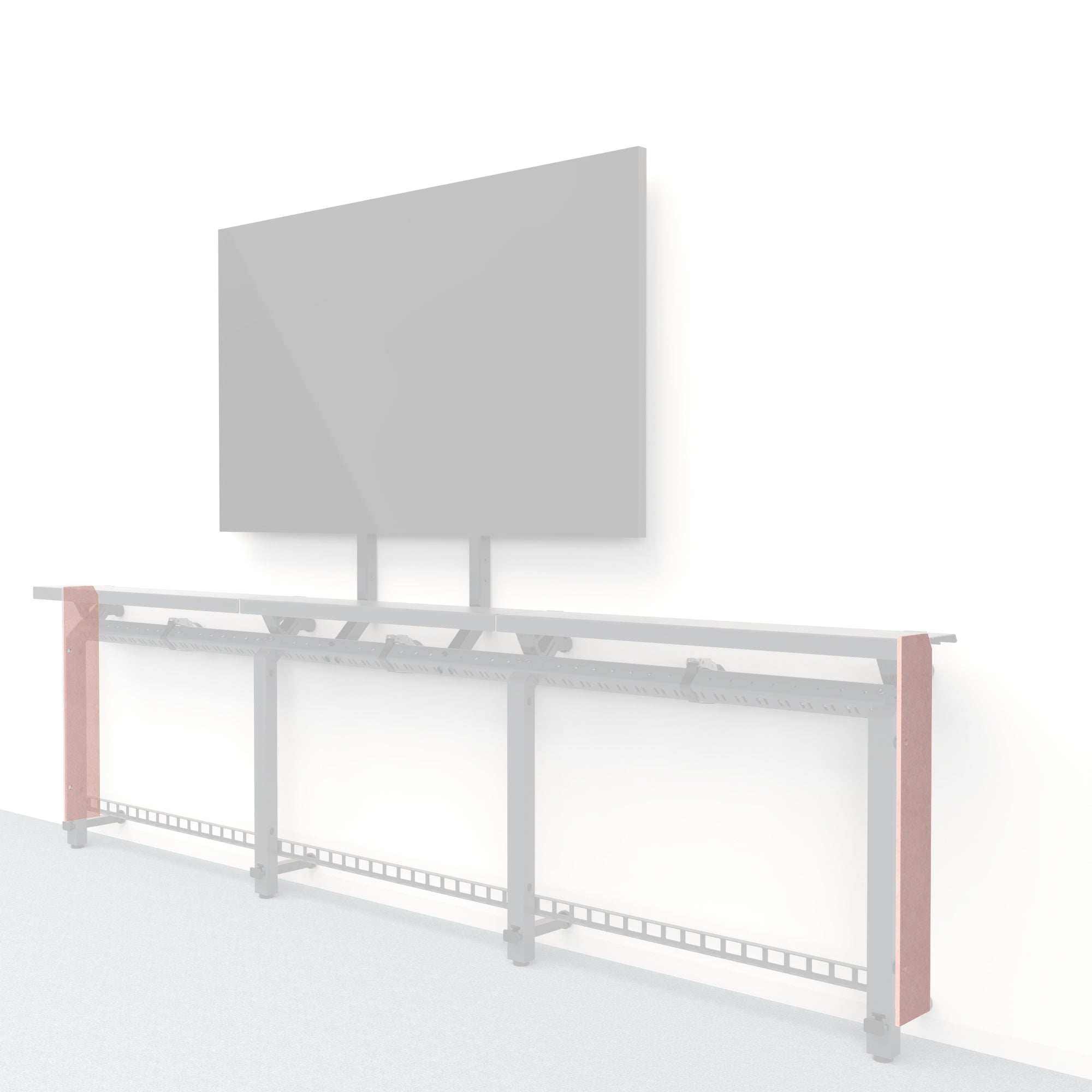 Heckler Framework Short End Cap in Coral Felt Right — modular coral PET felt end panel for the Heckler Framework AV wall system.