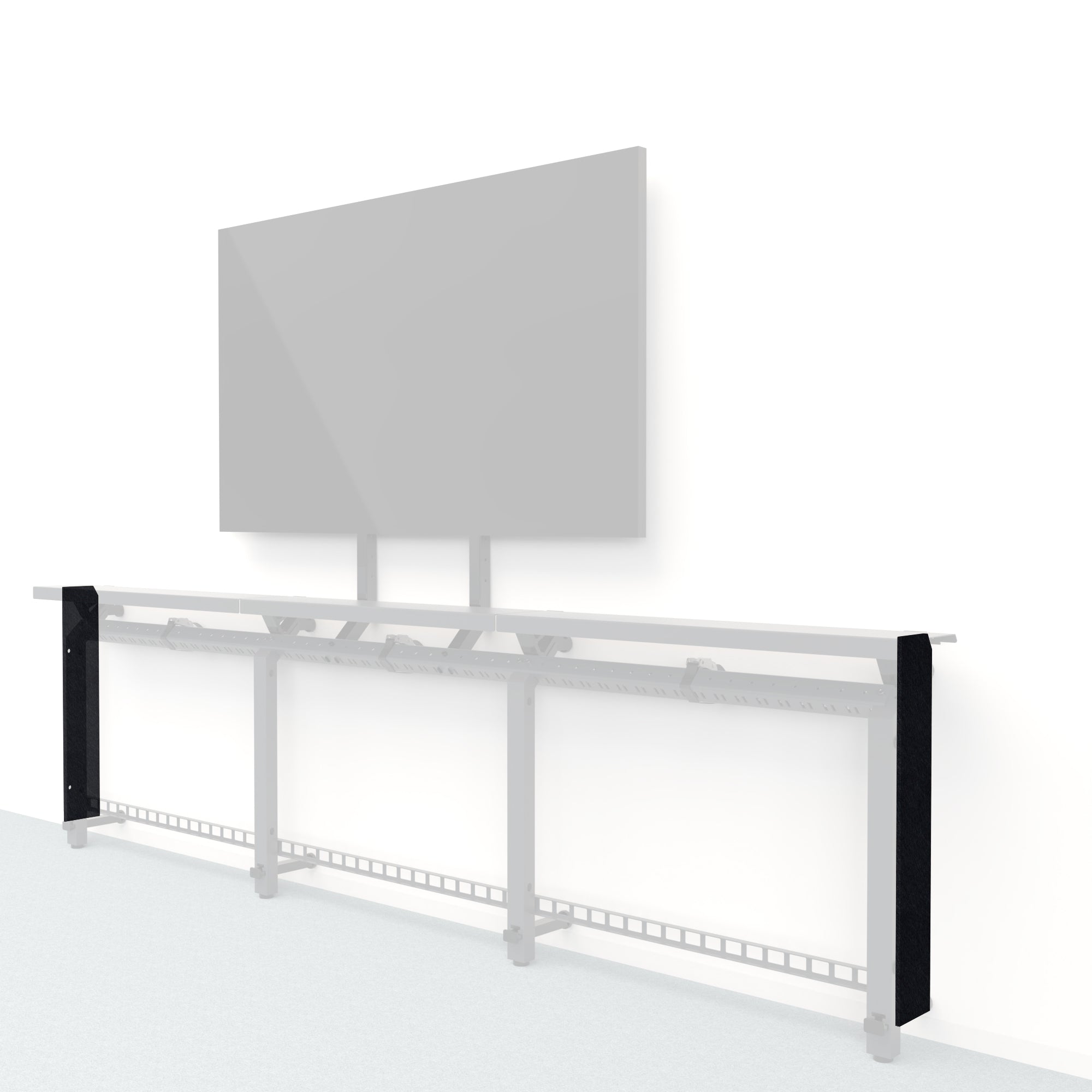 Heckler Framework Short End Cap in Ebony Felt Right — modular ebony black PET felt end panel for the Heckler Framework AV wall system.