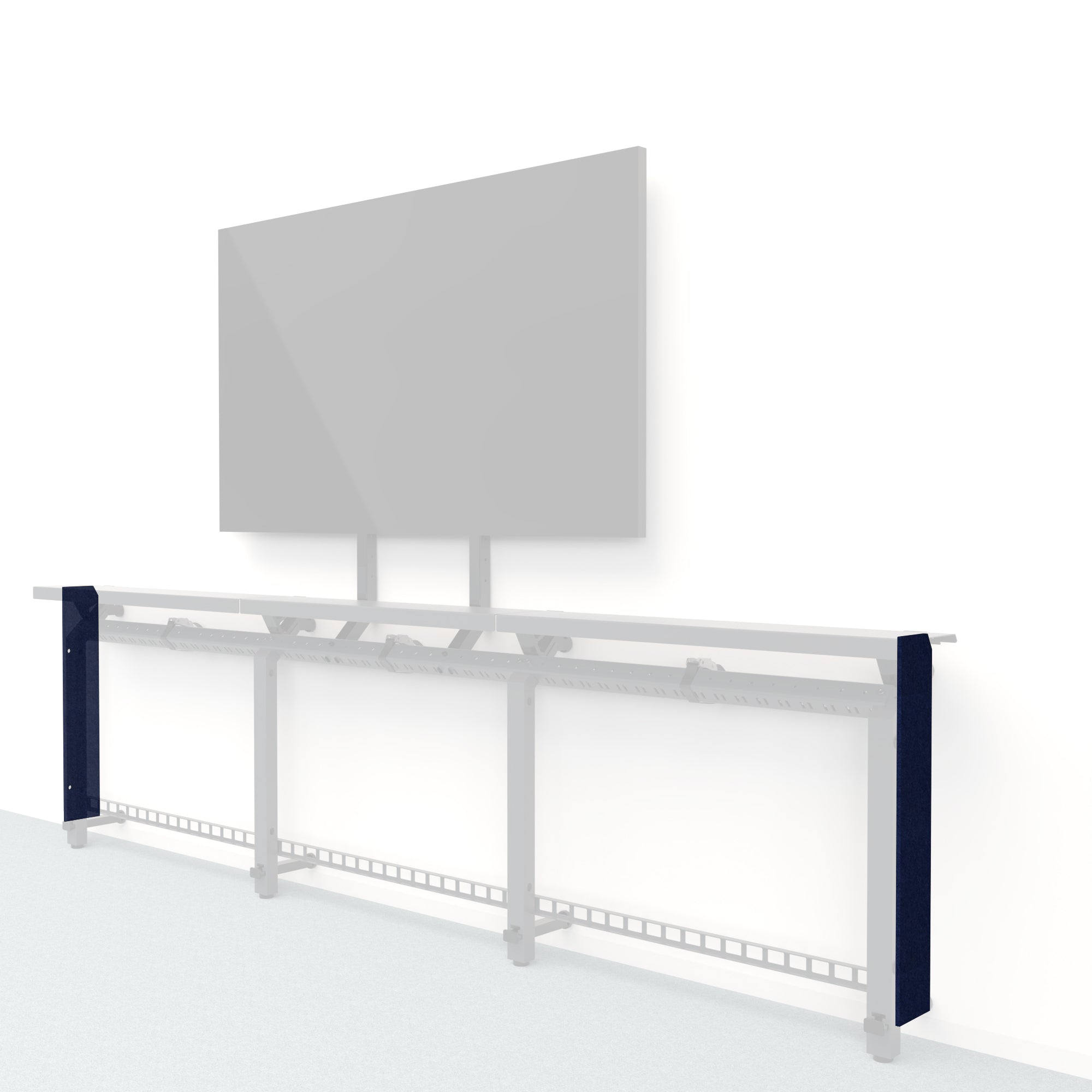 Heckler Framework Short End Cap in Oxford Felt Right — modular oxford blue PET felt end panel for the Heckler Framework AV wall system.