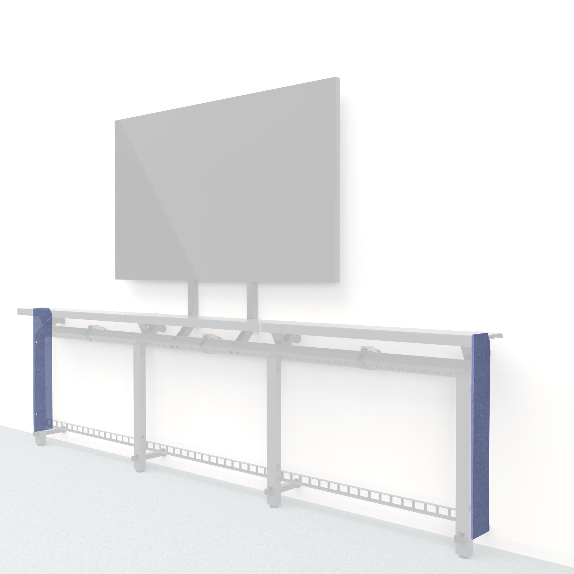 Heckler Framework Short End Cap in Periwinkle Felt Right — modular periwinkle blue PET felt end panel for the Heckler Framework AV wall system.