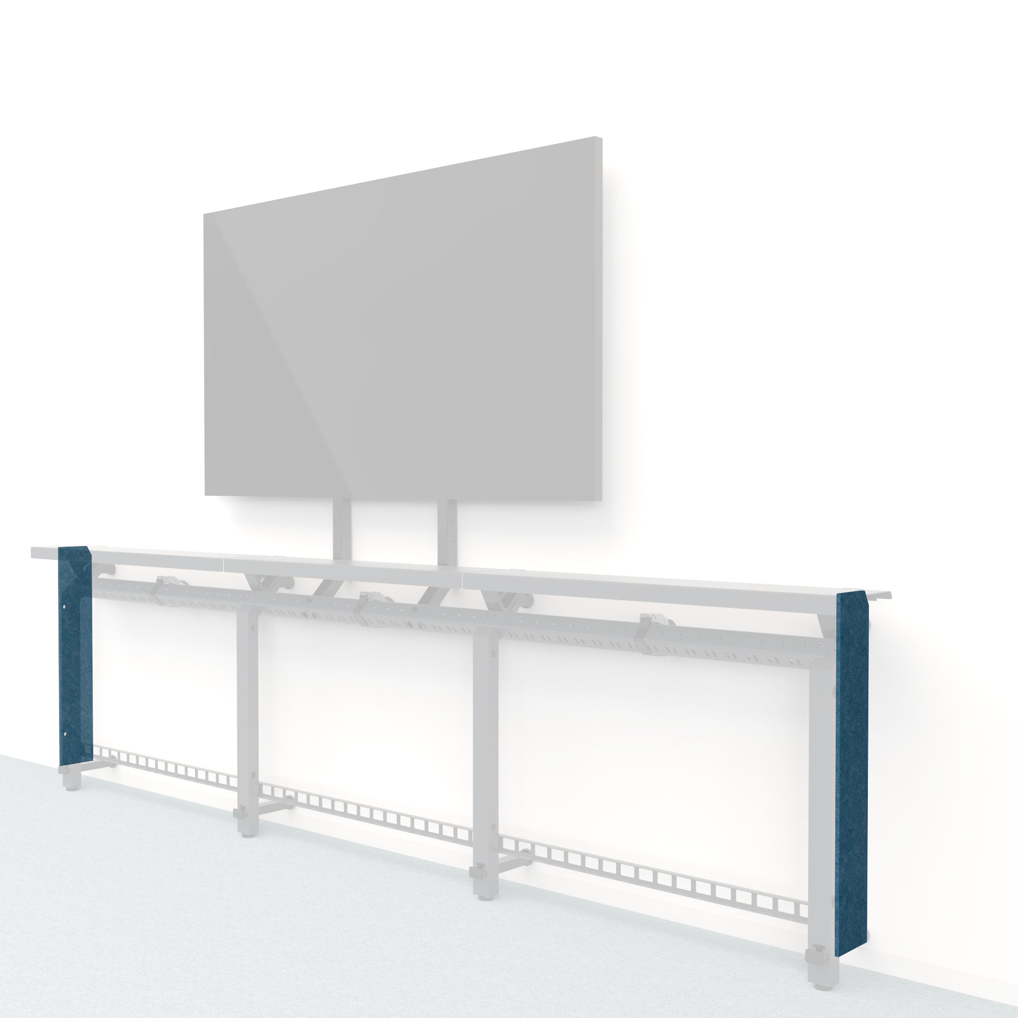 Heckler Framework Short End Cap in Slate Blue Felt Right — modular slate blue PET felt end panel for the Heckler Framework AV wall system.