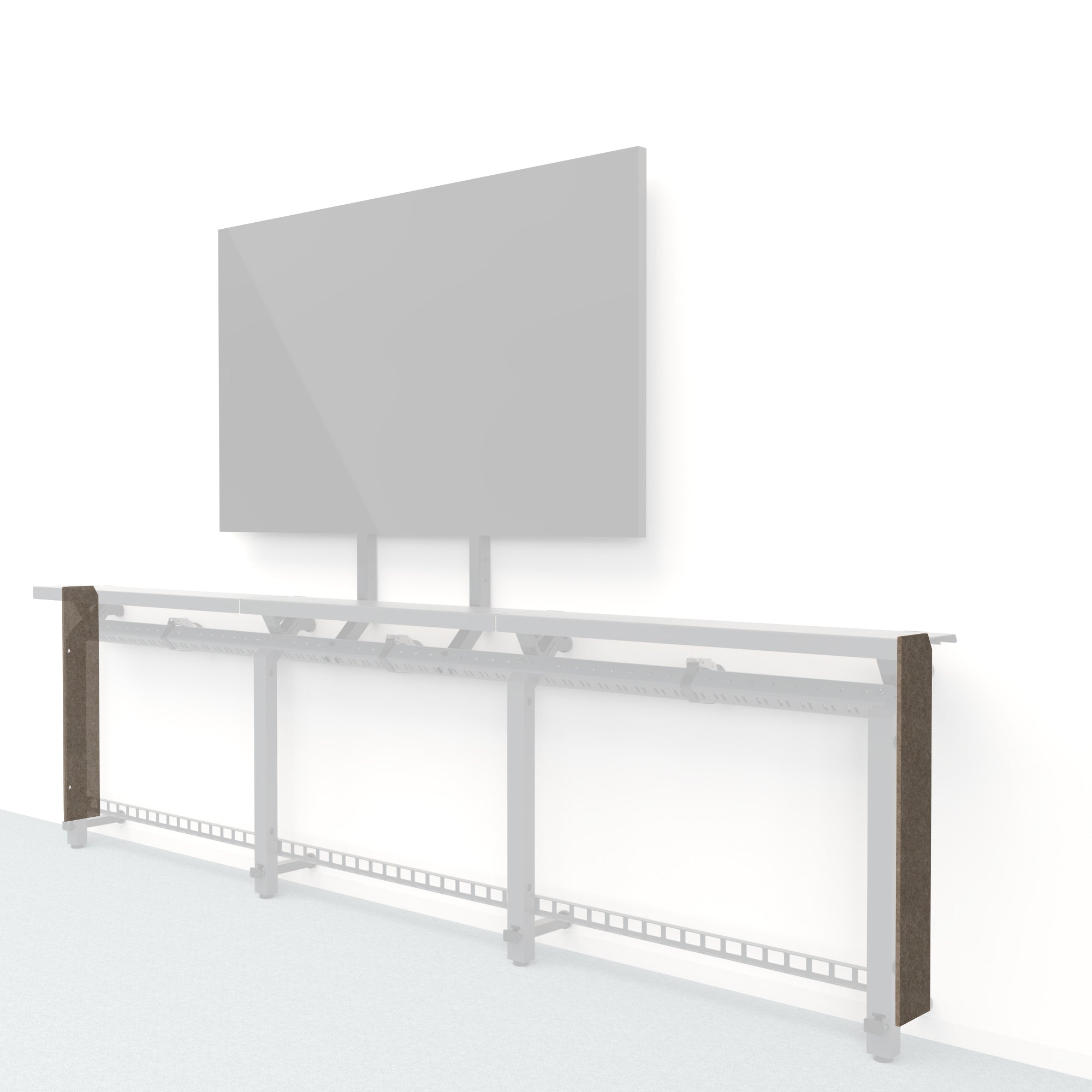 Heckler Framework Short End Cap in Timber Felt Right — modular timber brown PET felt end panel for the Heckler Framework AV wall system.