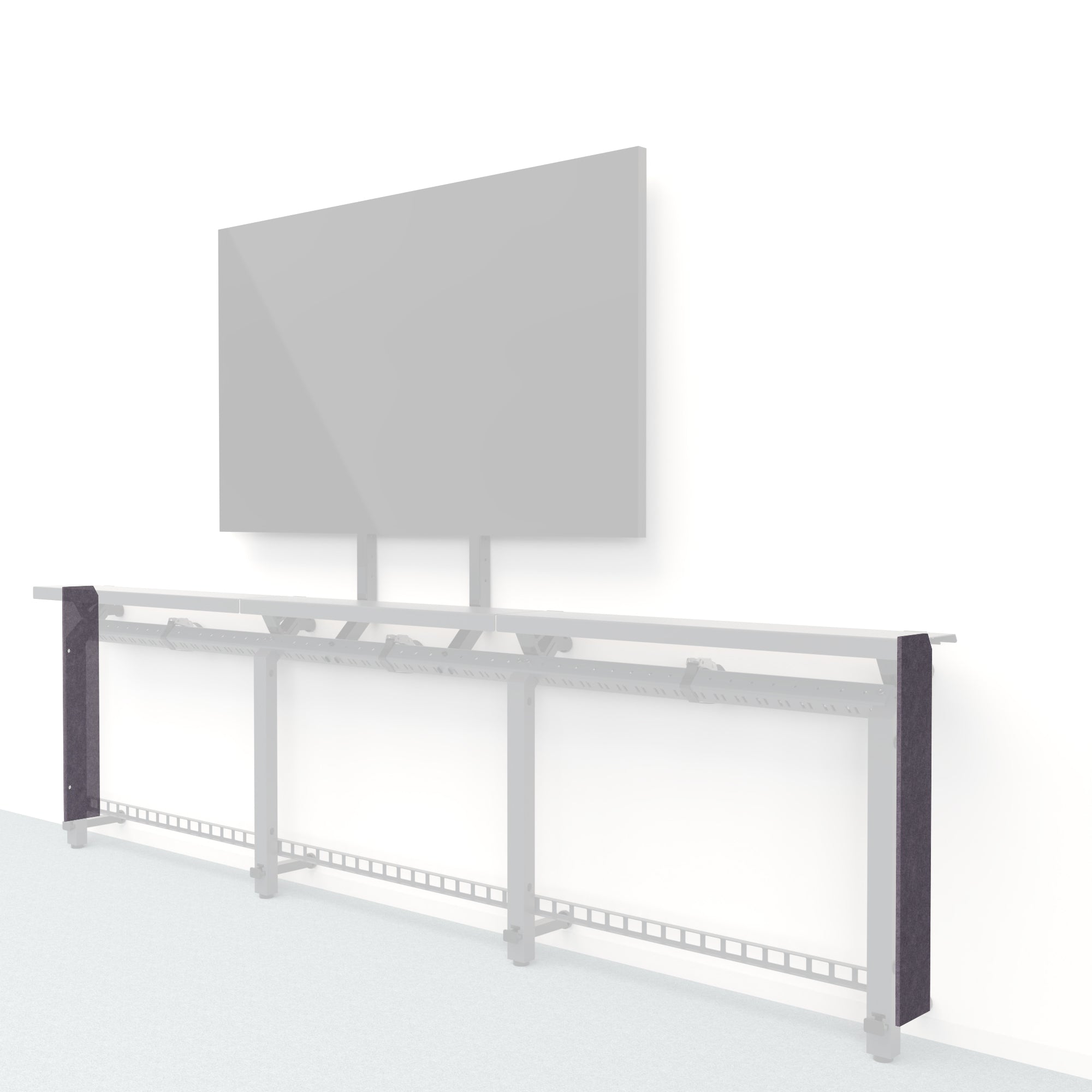 Heckler Framework Short End Cap in Wisteria Felt Right — modular wisteria purple PET felt end panel for the Heckler Framework AV wall system.