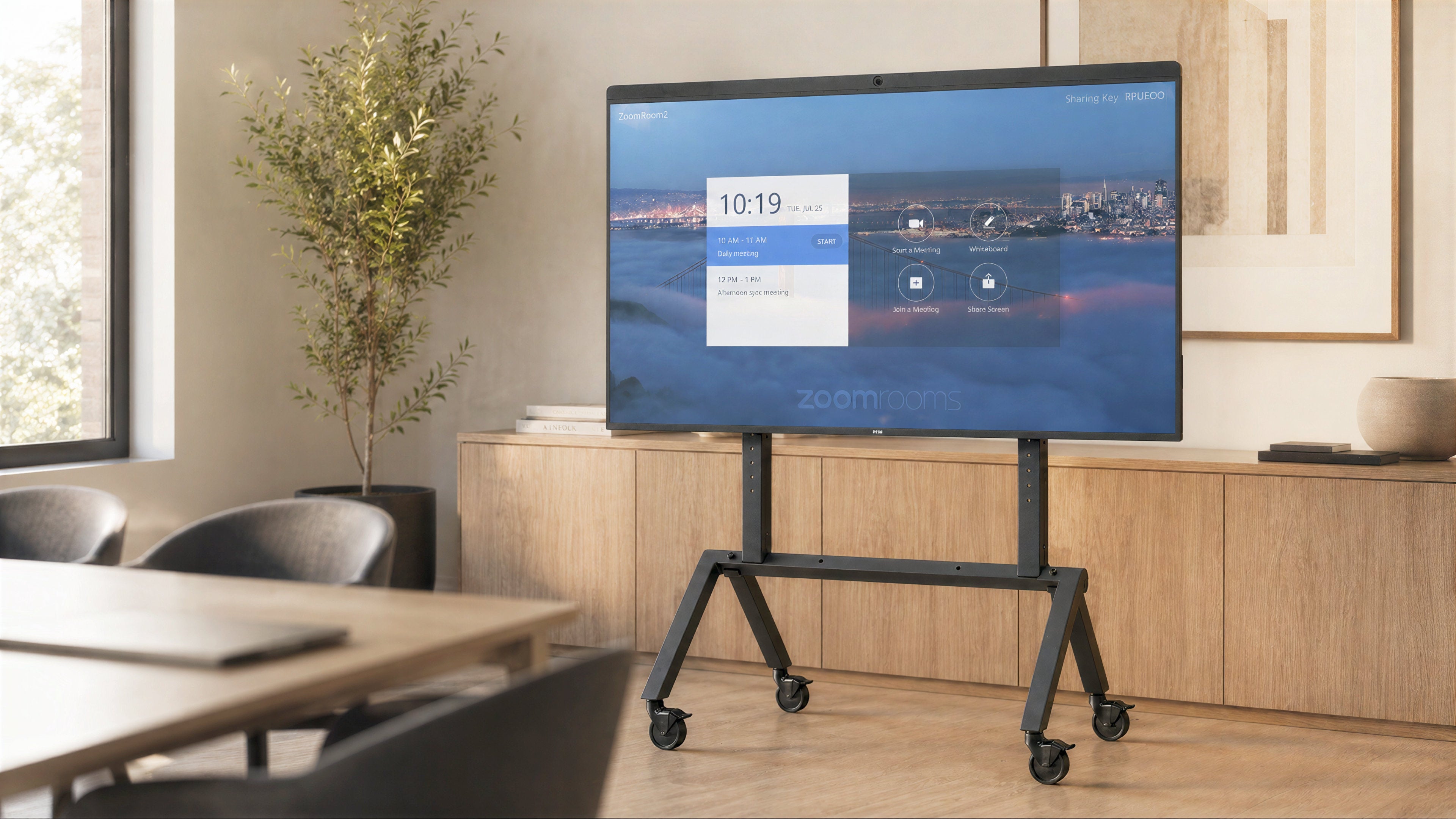 Heckler AV Cart for DTEN D7 75 in a meeting space.