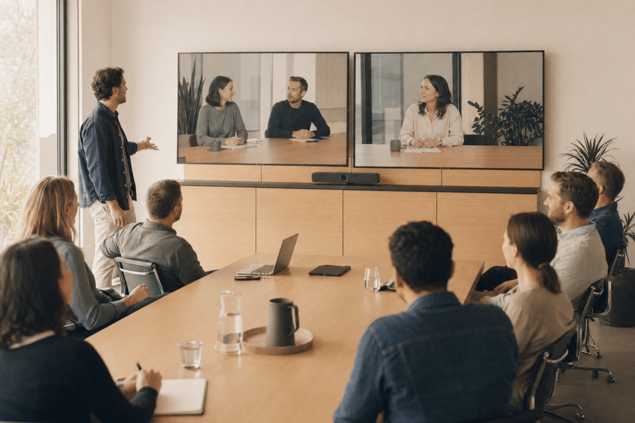 Heckler showroom environment with AV room hardware and meeting space.