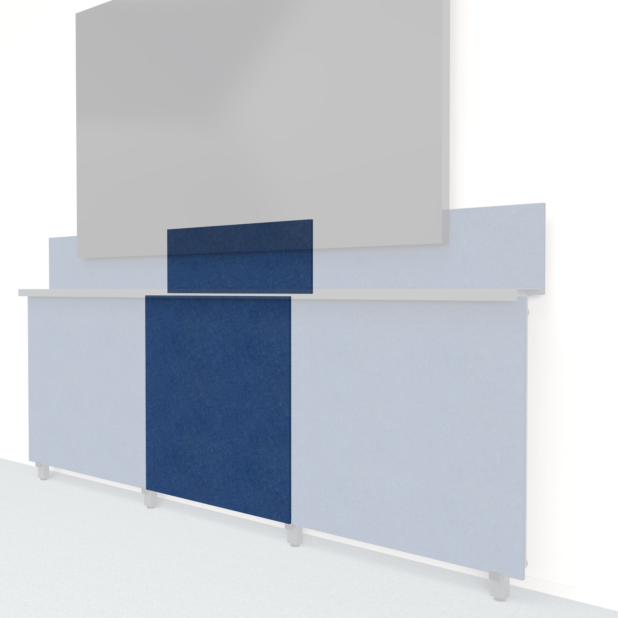Heckler Framework Tall Inner Panel &amp; Backsplash in Admiral Felt Right — modular admiral navy PET felt AV wall panel for the Heckler Framework system.