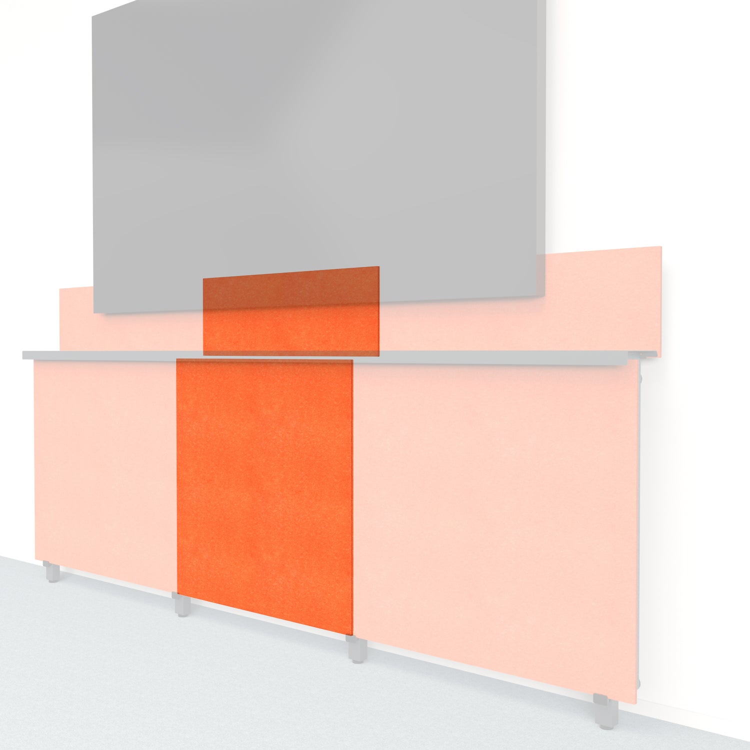 Heckler Framework Tall Inner Panel &amp; Backsplash in Aries Felt Right — modular aries red PET felt AV wall panel for the Heckler Framework system.