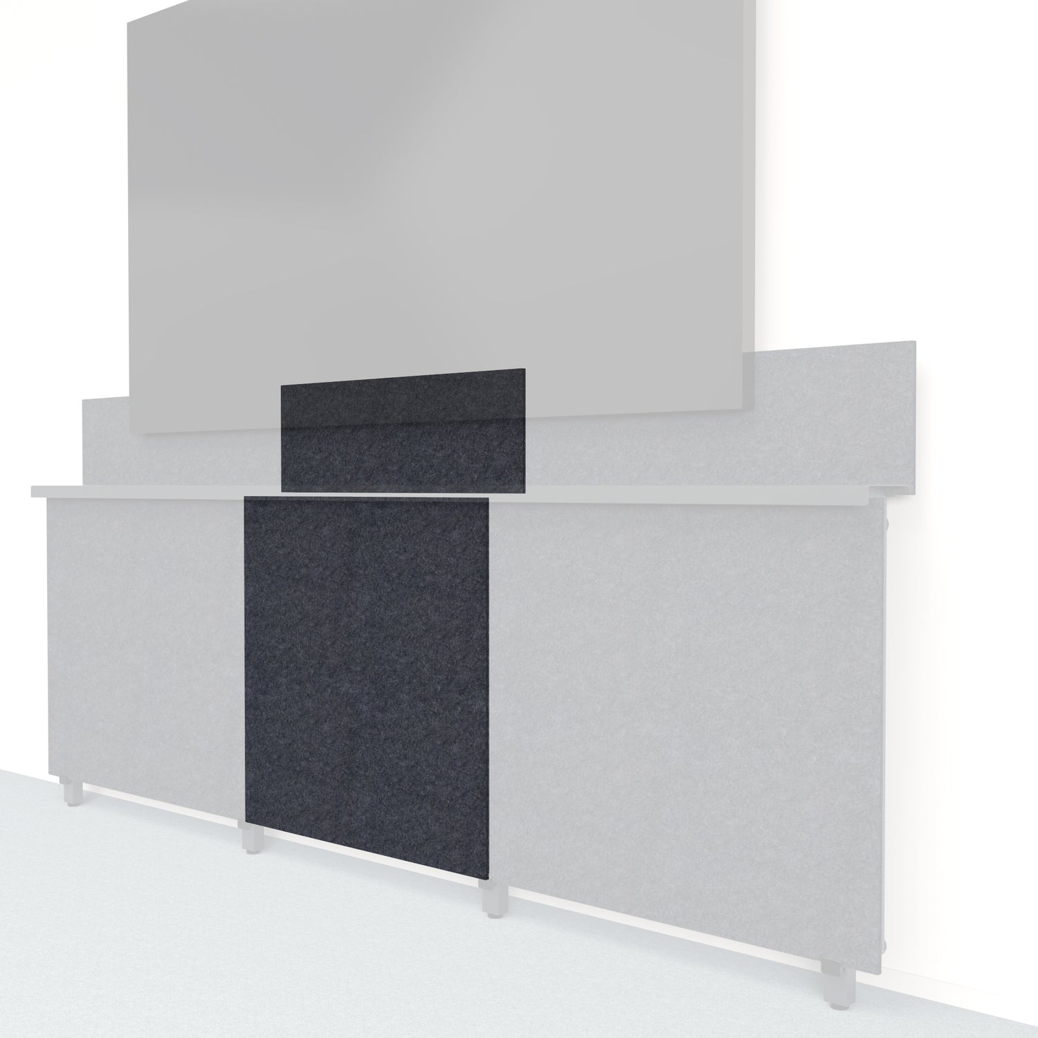 Heckler Framework Tall Inner Panel &amp; Backsplash in Cast Felt Right — modular cast gray PET felt AV wall panel for the Heckler Framework system.