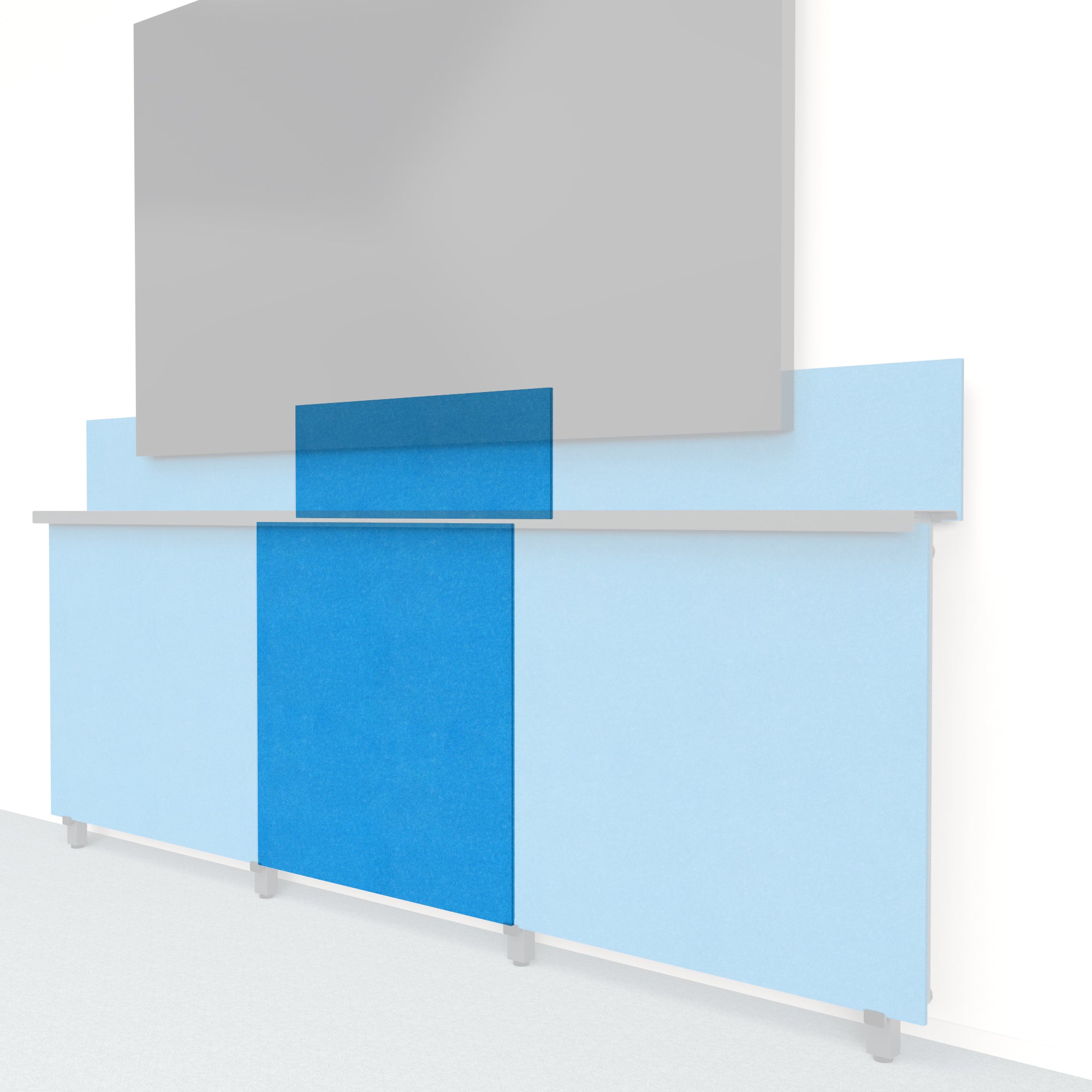 Heckler Framework Tall Inner Panel &amp; Backsplash in Cayman Felt Right — modular cayman teal PET felt AV wall panel for the Heckler Framework system.