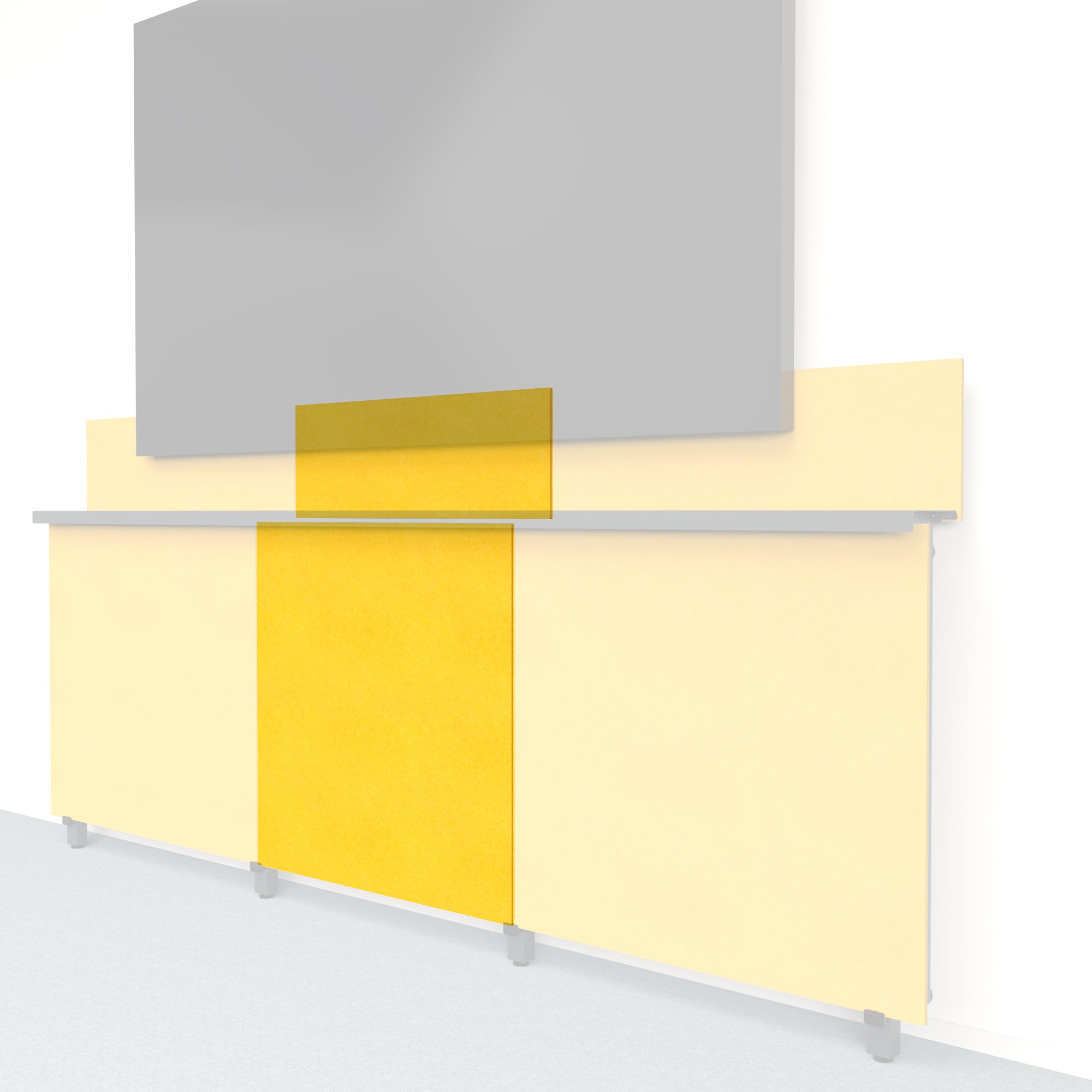 Heckler Framework Tall Inner Panel &amp; Backsplash in Citrine Felt Right — modular citrine yellow PET felt AV wall panel for the Heckler Framework system.