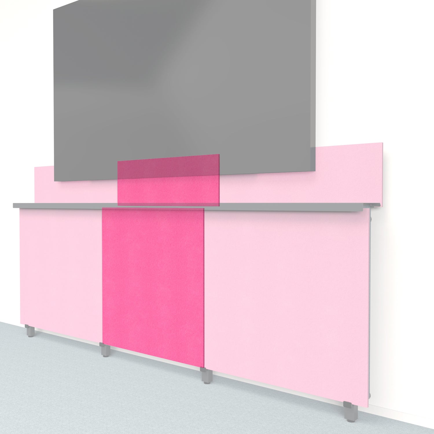 Heckler Framework Tall Inner Panel &amp; Backsplash in Hot Pink Felt Right — modular hot pink PET felt AV wall panel for the Heckler Framework system.