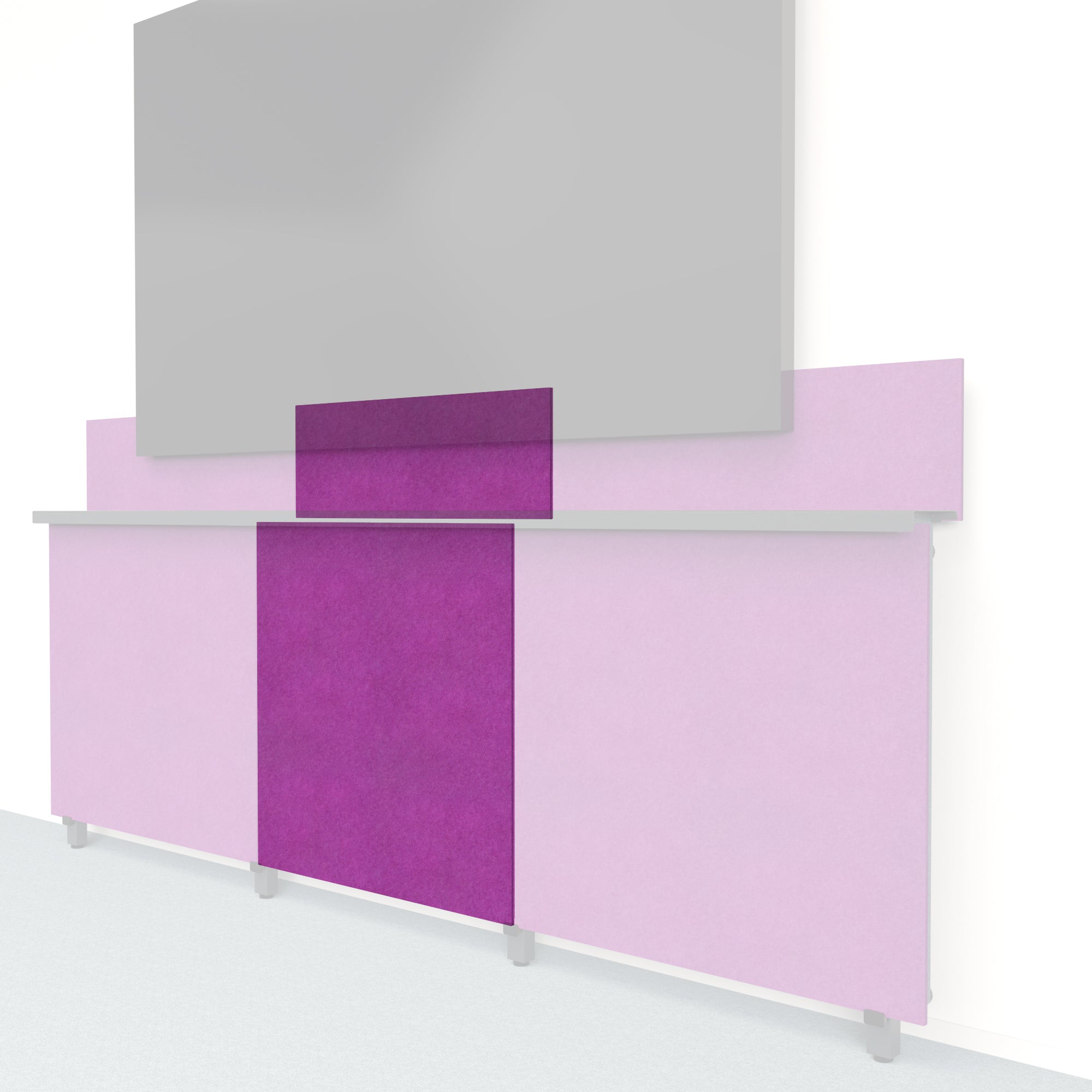 Heckler Framework Tall Inner Panel &amp; Backsplash in Lavender Felt Right — modular lavender PET felt AV wall panel for the Heckler Framework system.
