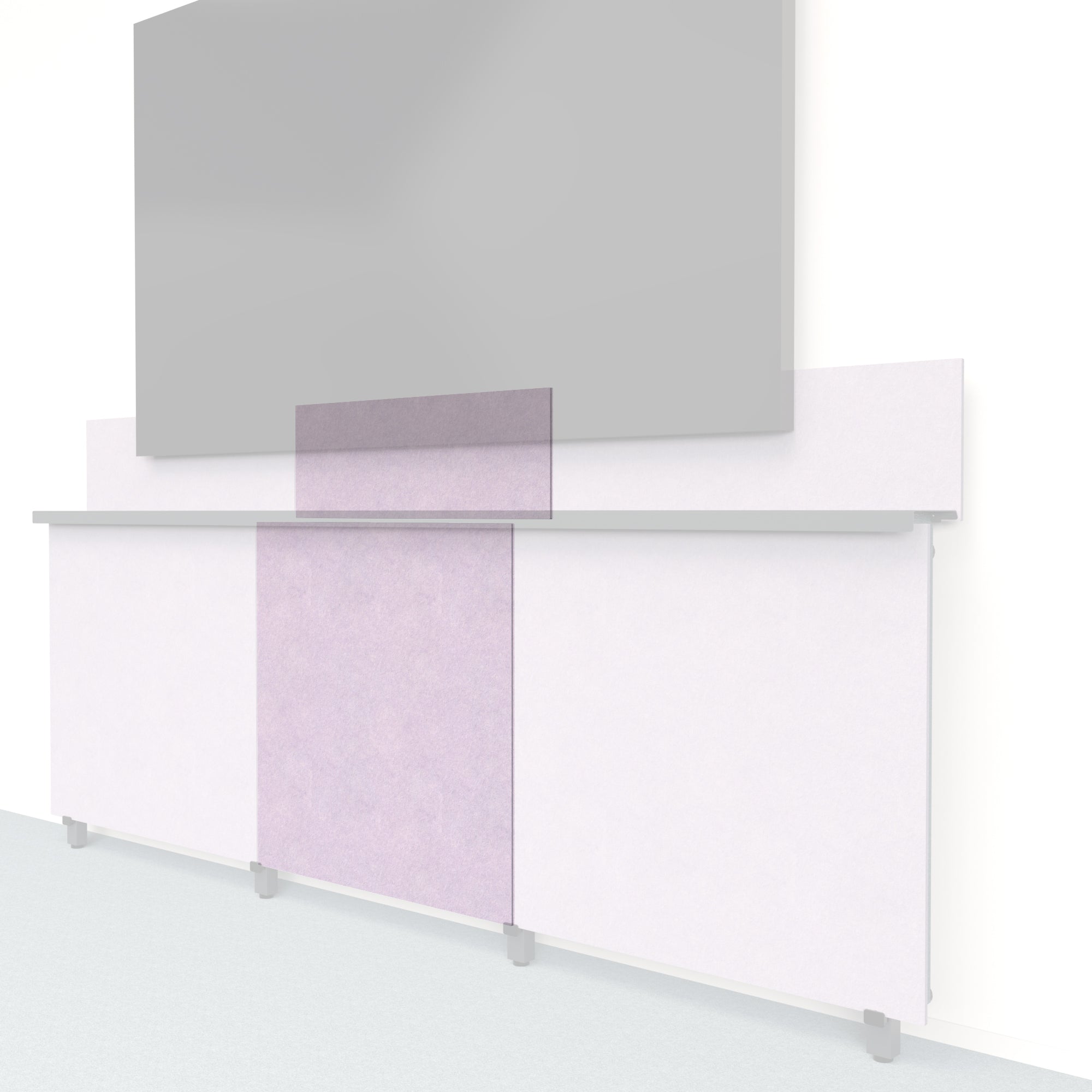 Heckler Framework Tall Inner Panel &amp; Backsplash in Lilac Felt Right — modular lilac PET felt AV wall panel for the Heckler Framework system.